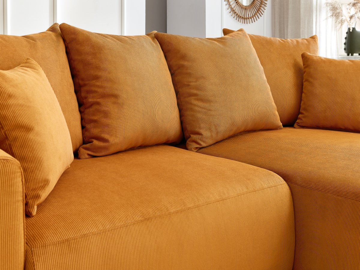 Bobochic Enjoy Ecksofa Cordsamt Gelb Ecke rechts