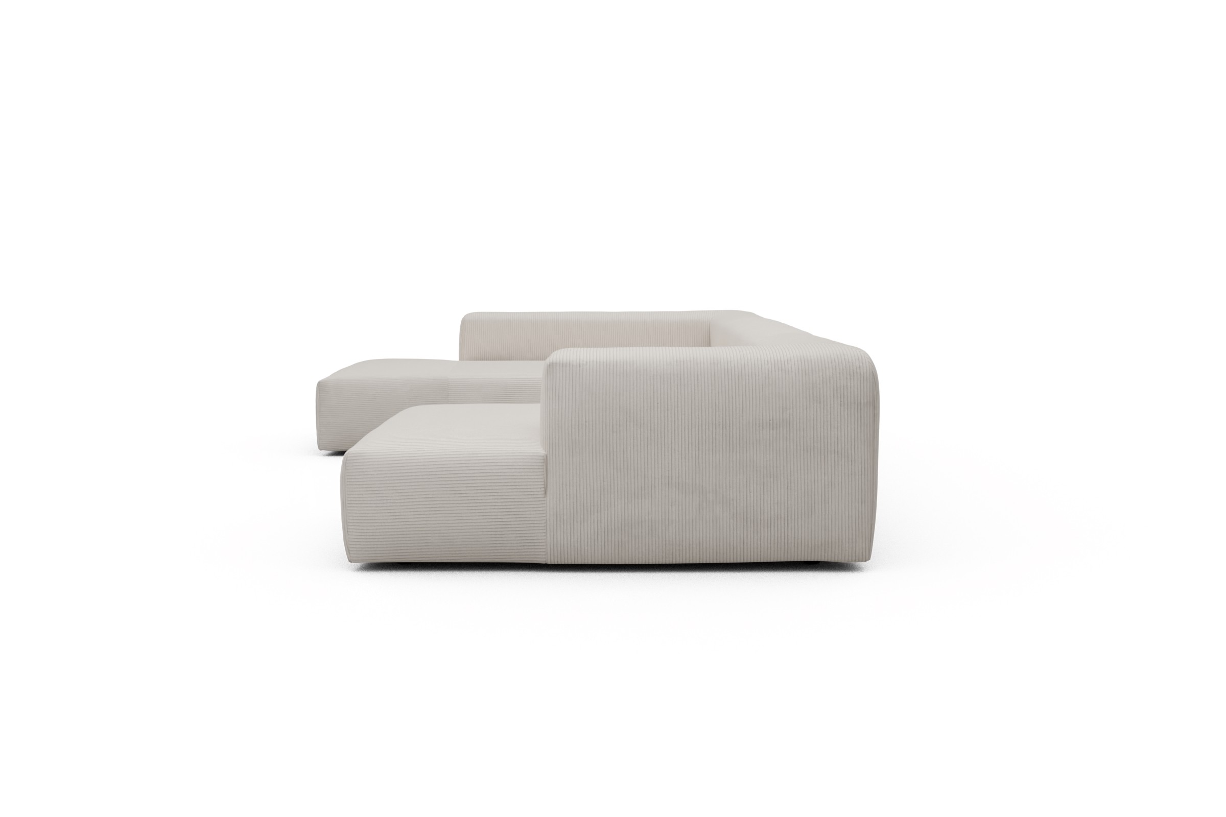 Wohnlandschaft Fred Relax-Ecke links mit 2-Sitzer und Chaiselongue rechts Kord Corduroy 594-Ivory