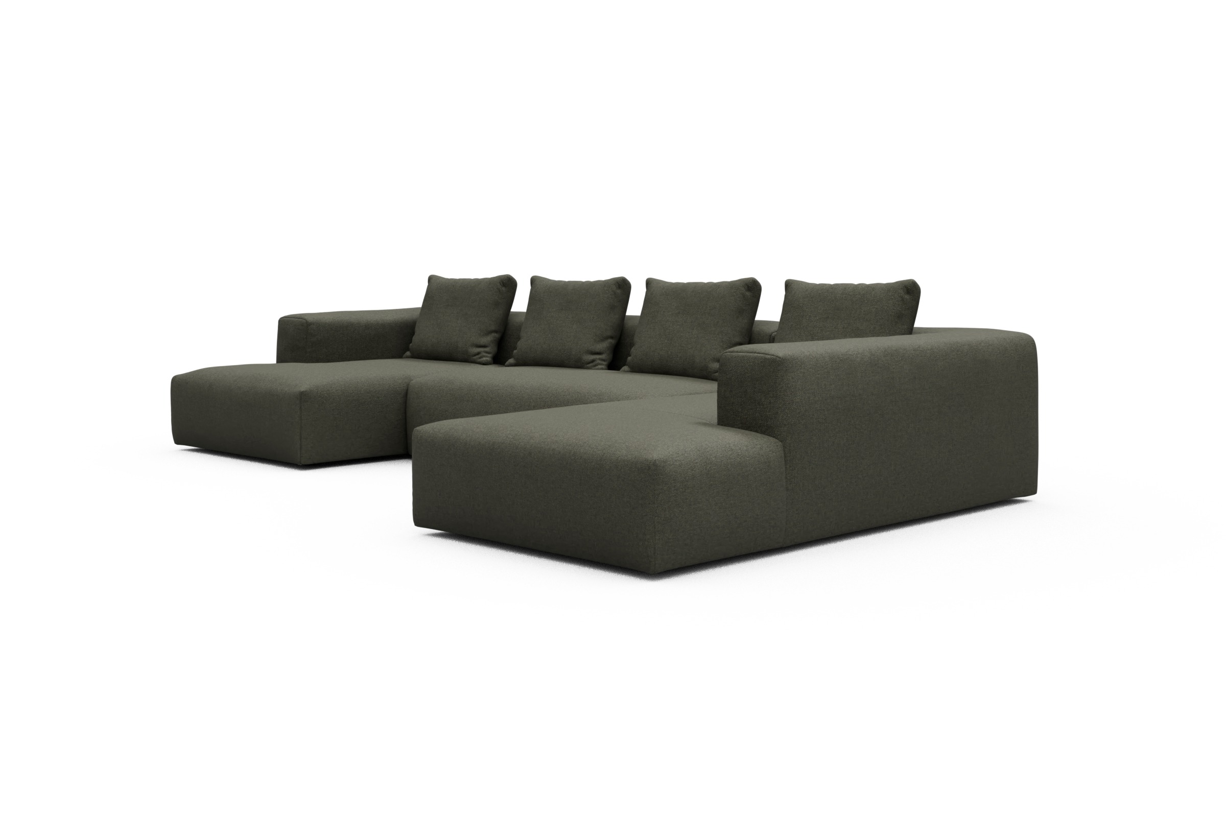 Wohnlandschaft Fred Relax-Ecke rechts mit 2-Sitzer und Chaiselongue links Sama-Winter-Moss