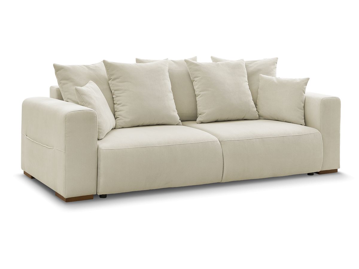 Bobochic Sidonie Schlafsofa 3-Sitzer mit Bettkasten Cordsamt Beige