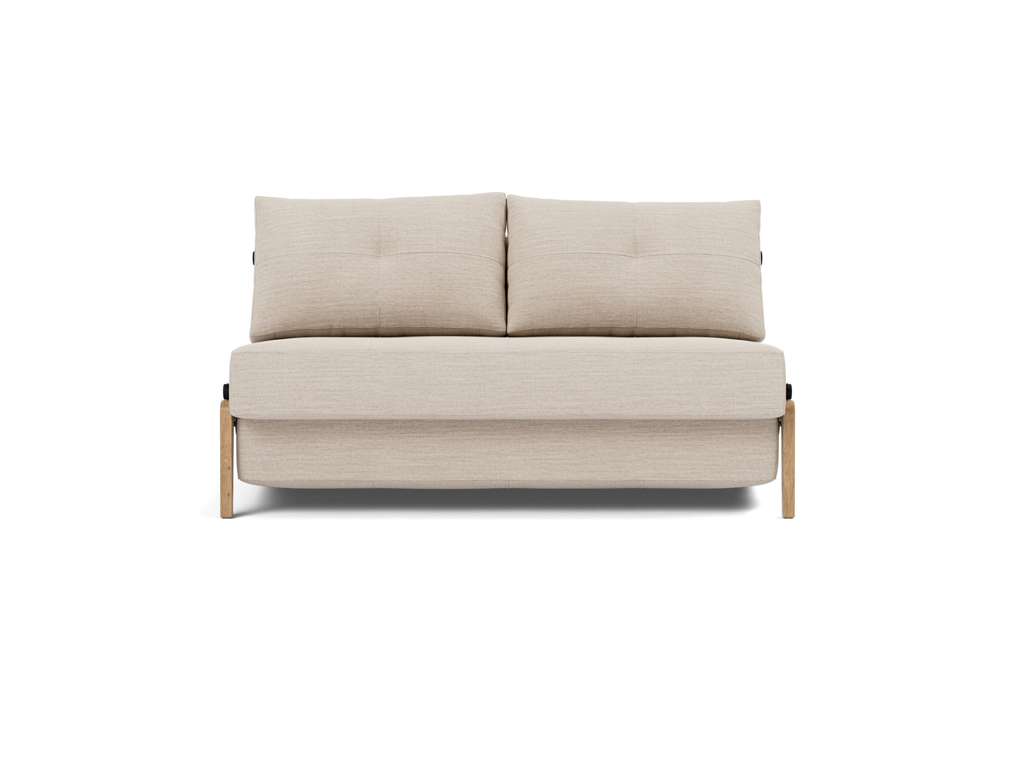Schlafsofa Cubed 140 Webstoff Blida 612-Sand-Grey Beine Eiche