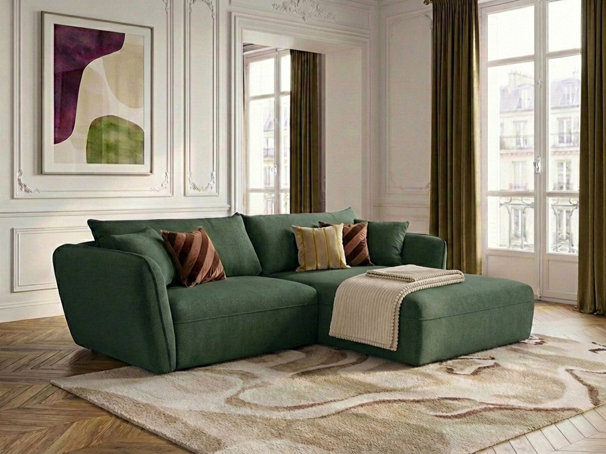 Bobochic Luigi Ecksofa Strukturstoff Grün Ecke rechts