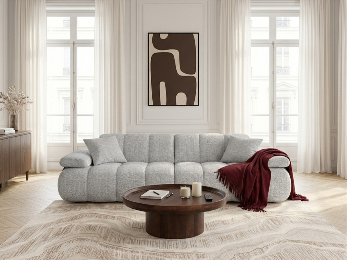 Bobochic Rivoli Sofa 4-Sitzer Melange-Stoff Grau