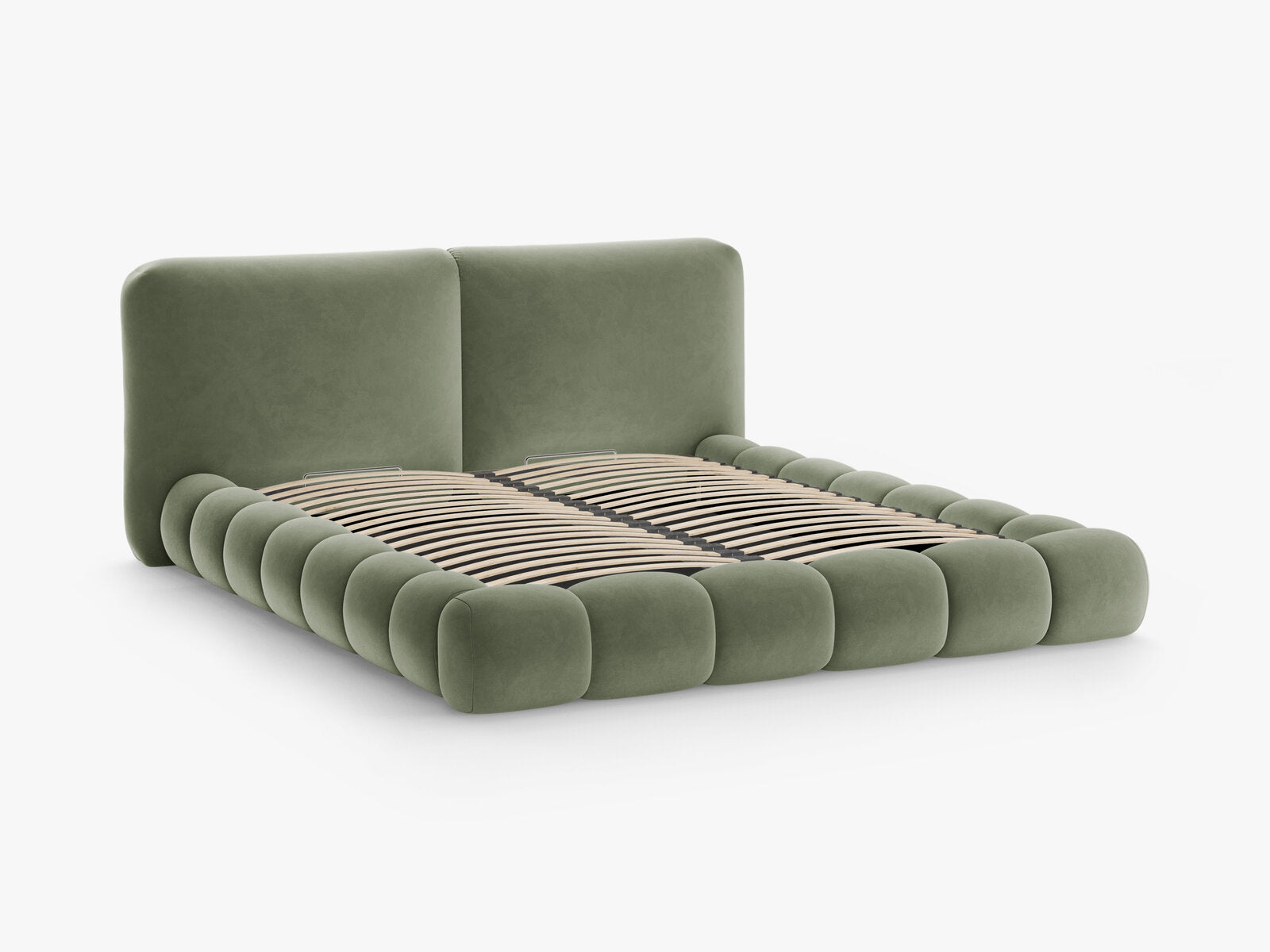 Micadoni Stauraumbett mit Kopfteil Solange Samt Magic Velvet Grün 180x200