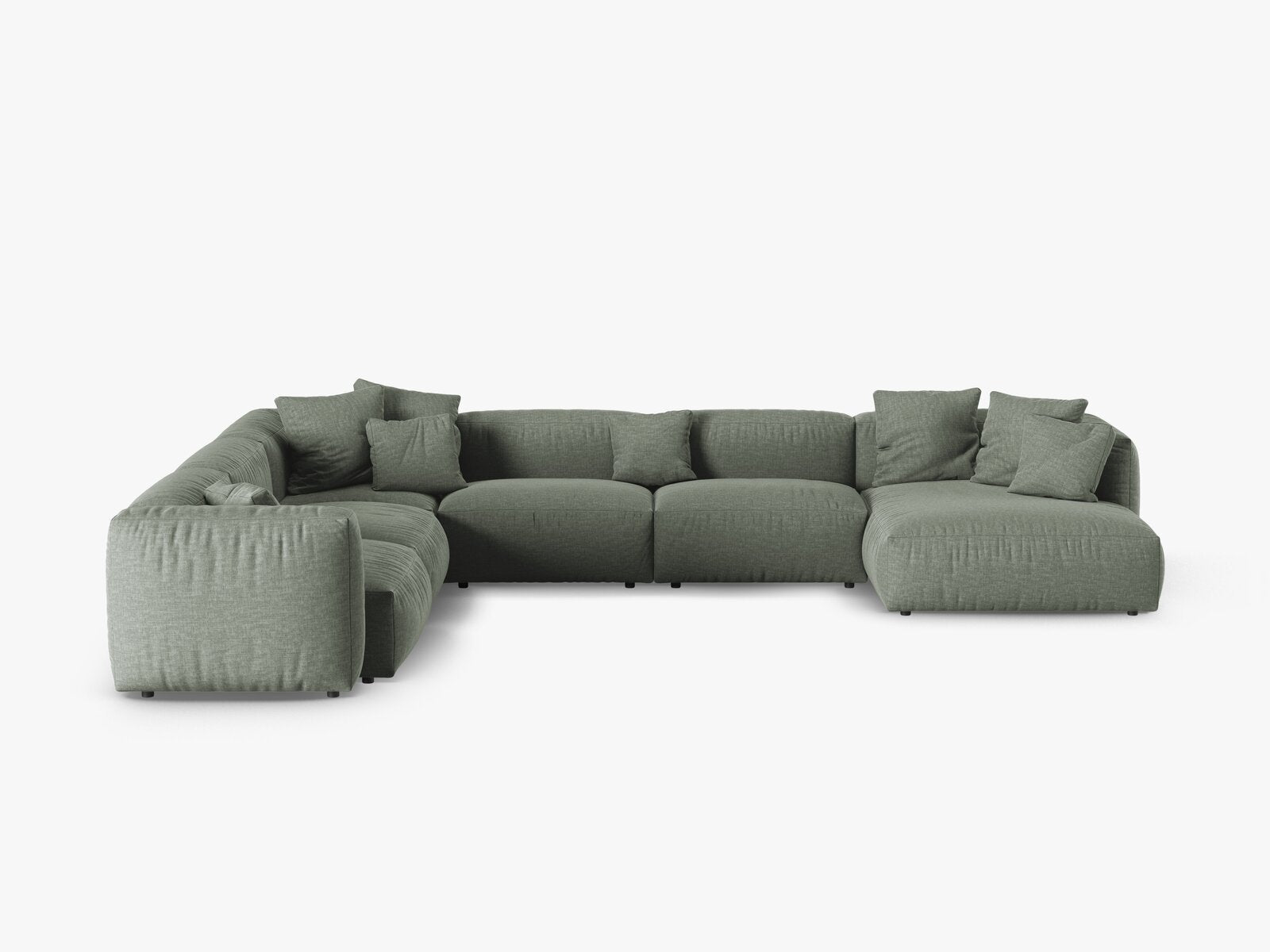Micadoni modulares Ecksofa XL Martina 6-Sitzer 90cm Sitztiefe Links Strukturierter Stoff Boston Moßgrün