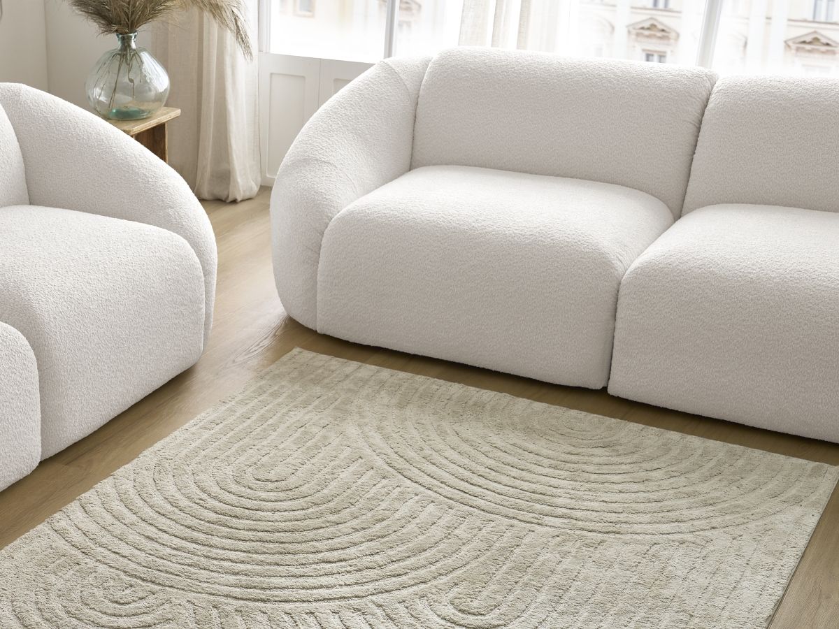 Bobochic Tina Sofa 5-Sitzer Bouclé-Stoff Weiß