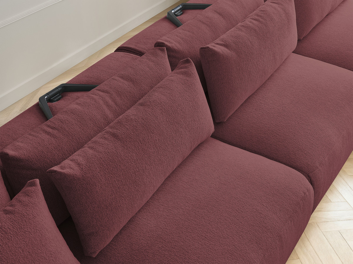Bobochic Jana Wohnlandschaft mit großem Pouf Melange-Stoff Rot