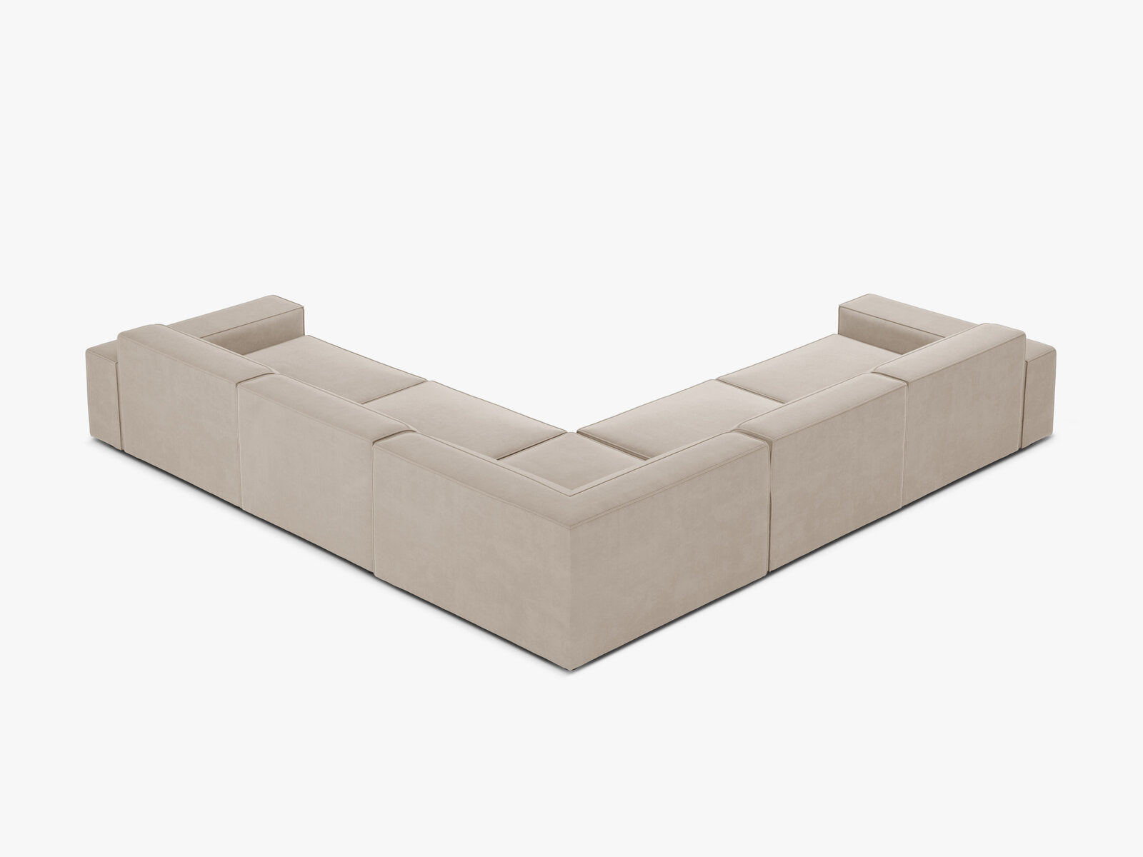 Micadoni Symmetrisches Ecksofa Jodie 6-Sitzer Samt Dunkelbeige