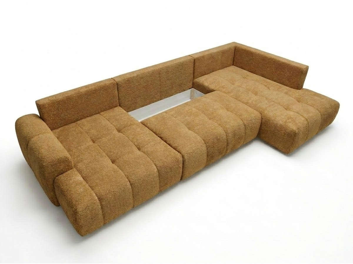 Bobochic Roxelane Wohnlandschaft Bouclé-Stoff Gelb Ecke rechts