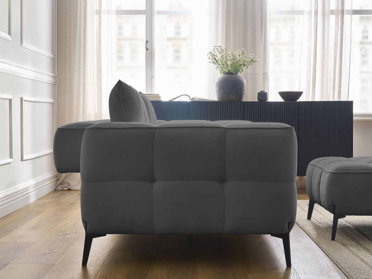 Bobochic Anis Sofa 3-Sitzer mit Pouf Strukturstoff Dunkelgrau