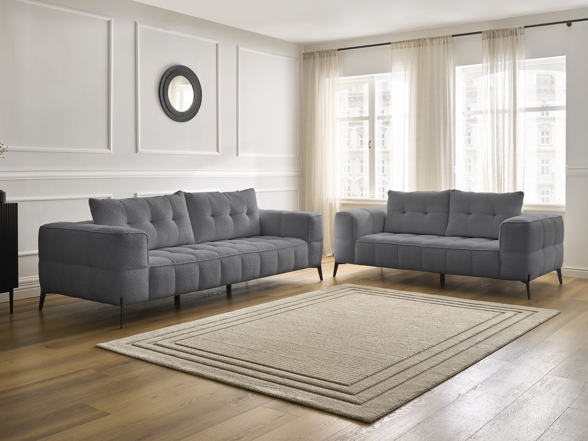 Bobochic Anis Sofa 5-Sitzer Bouclé-Stoff Dunkelgrau