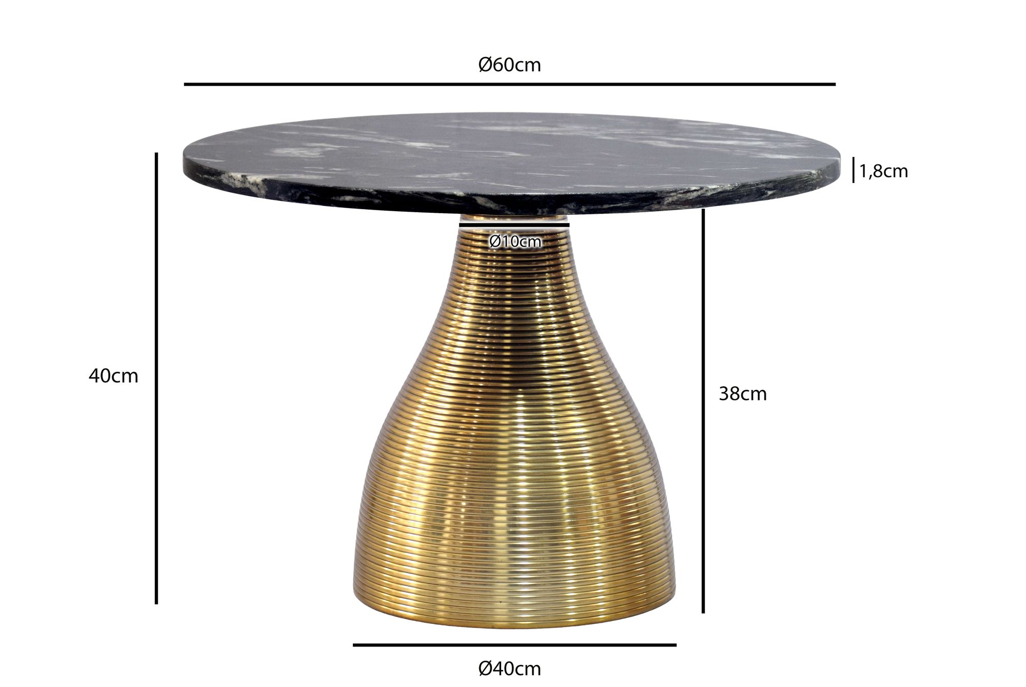 Couchtisch Saltdal Marmor Schwarz Ø 60 cm