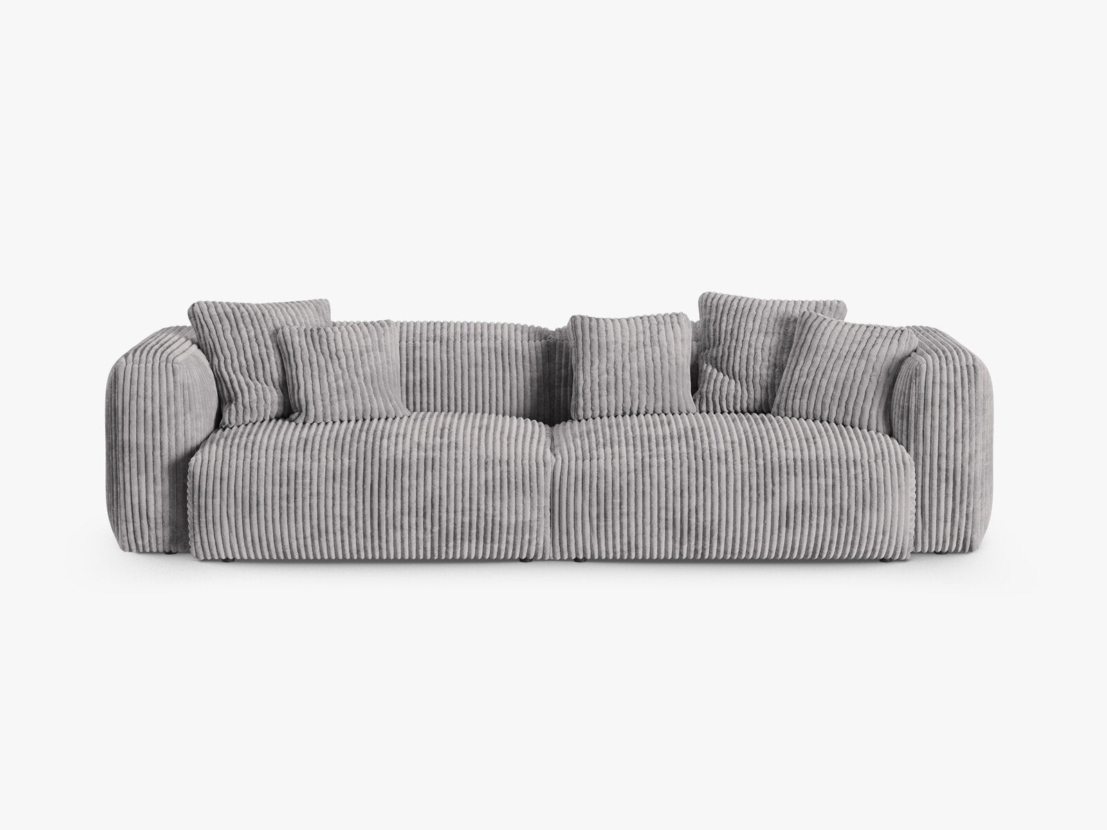 Micadoni Sofa Martina 4-Sitzer 90cm Sitztiefe Kord Tilia Hellgrau