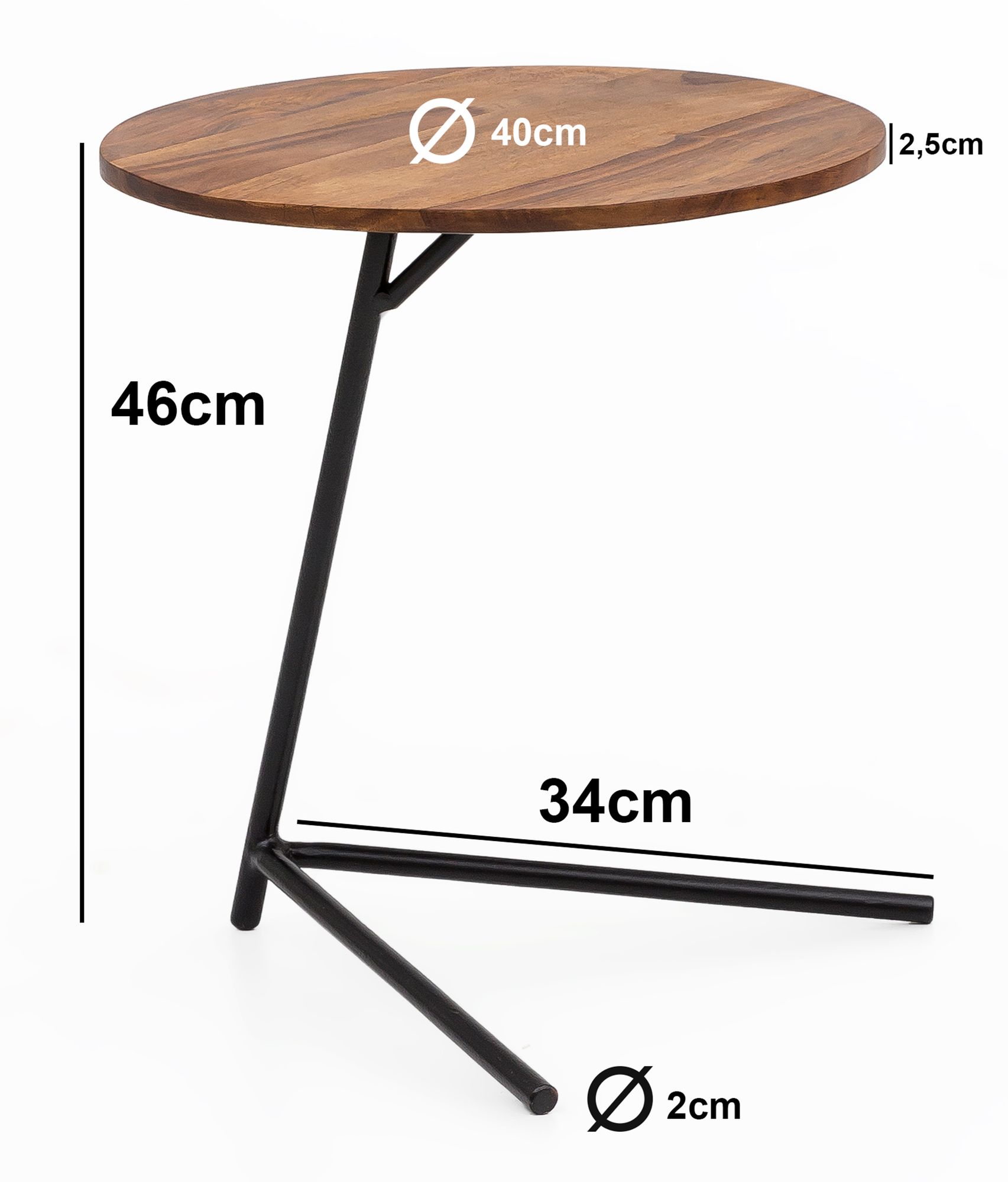 Beistelltisch Engesvang Massivholz Dunkelbraun Ø 40 cm