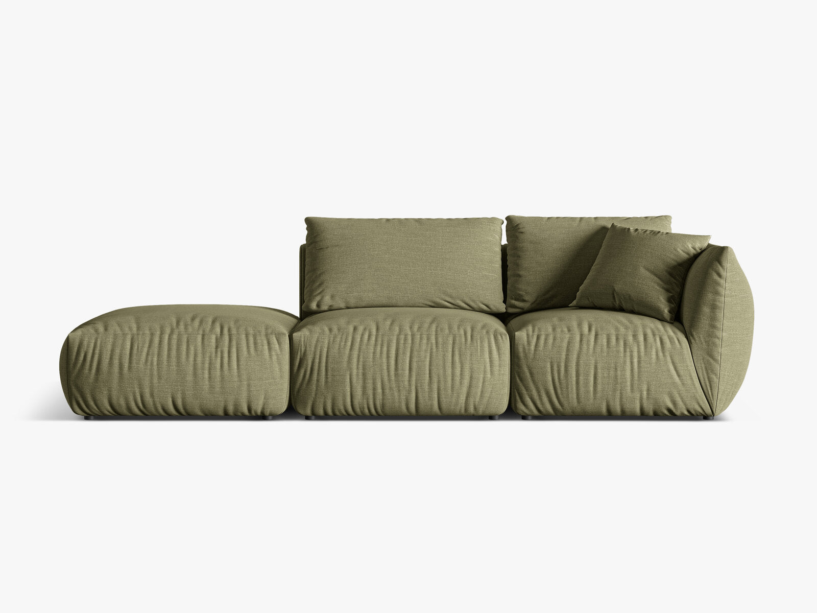 Micadoni Modulares Sofa Chris 3-Sitzer Links Strukturierter Stoff Hellgrün