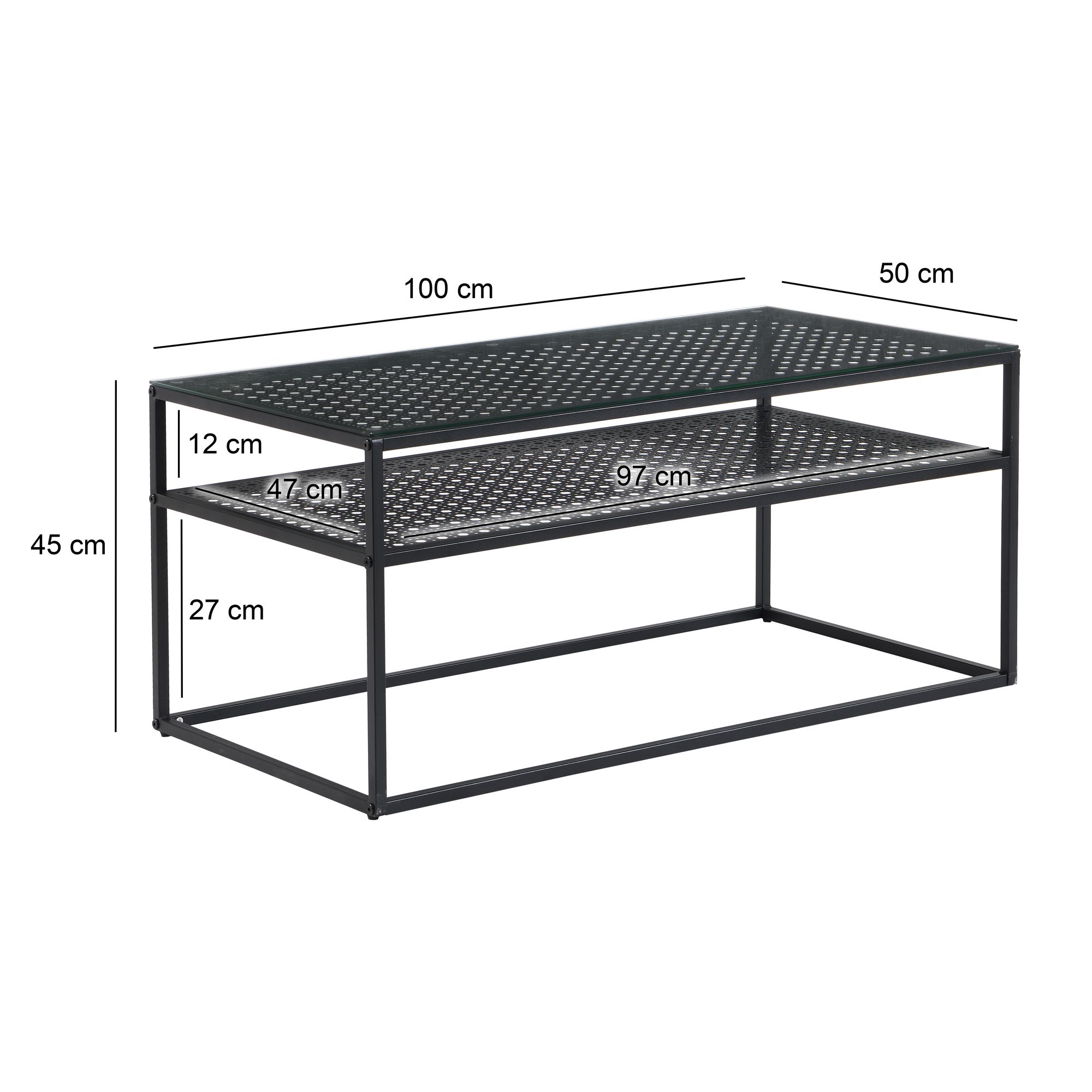 Couchtisch Jondal Glas Schwarz 100 × 50 × 45 cm