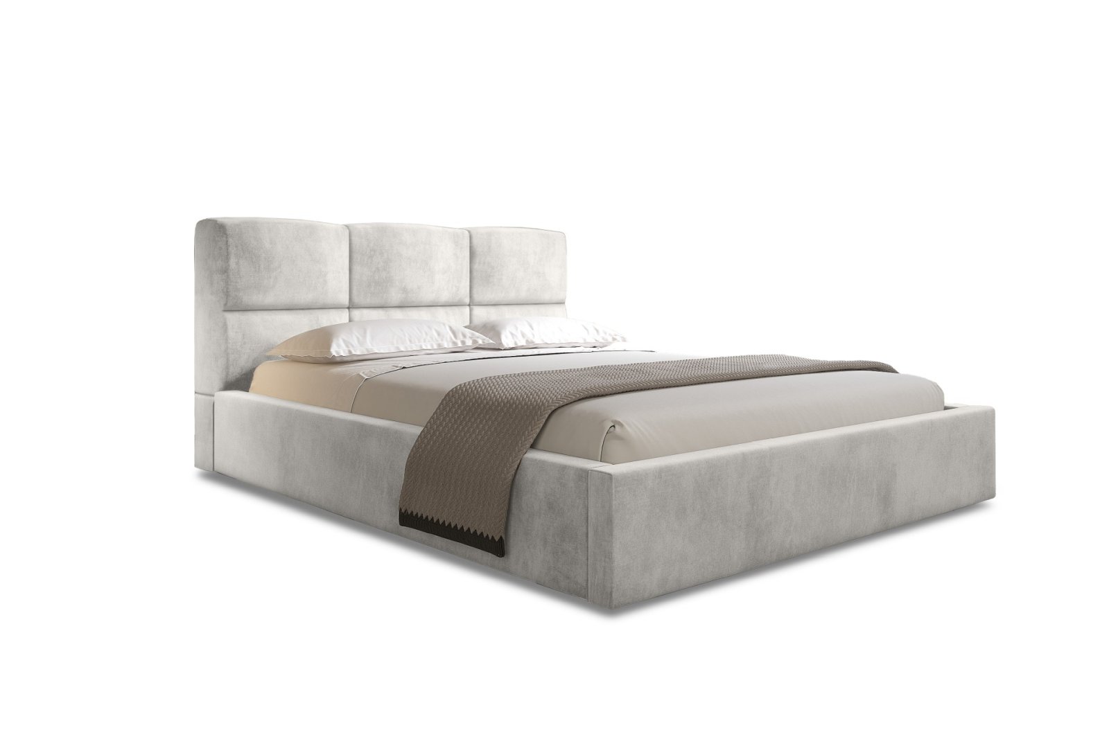 Polsterbett Portoza Samtstoff 140x200 mit Metallrahmen Macau Pearl