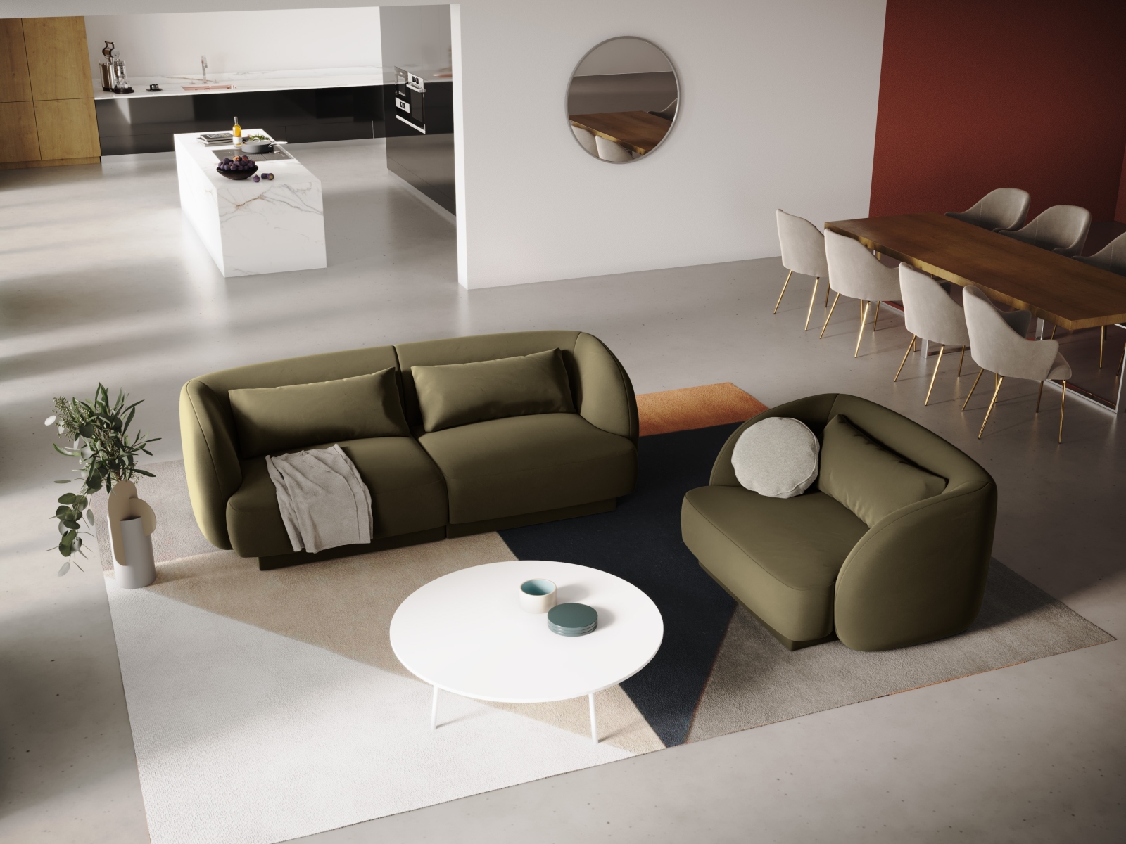 Cosmopolitan Design Sofa Tulum 2-Sitzer Samt Bluvel Grün