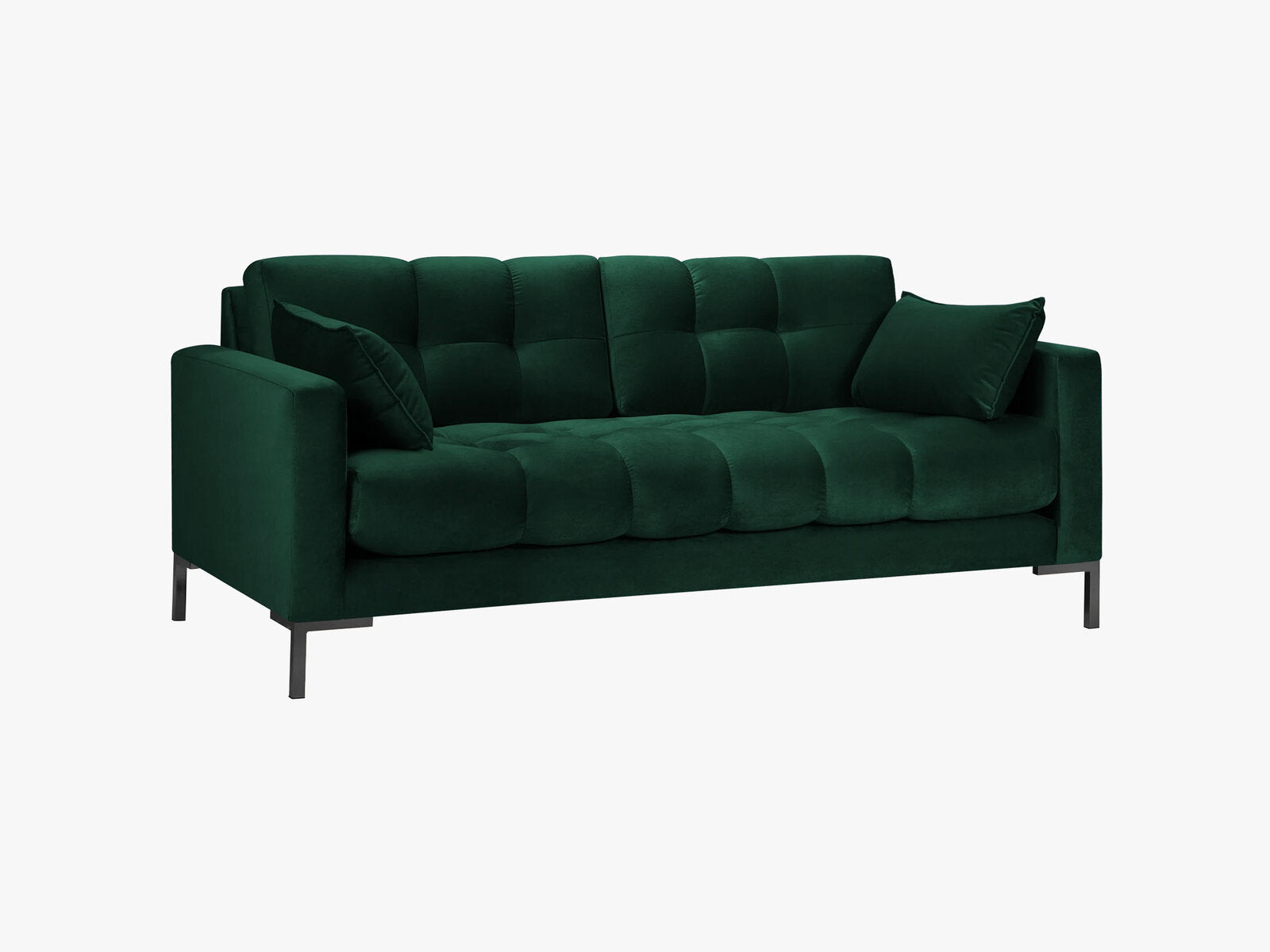 Micadoni Sofa Mamaia 2-Sitzer Samt Bluvel Flaschengrün schwarze Beine