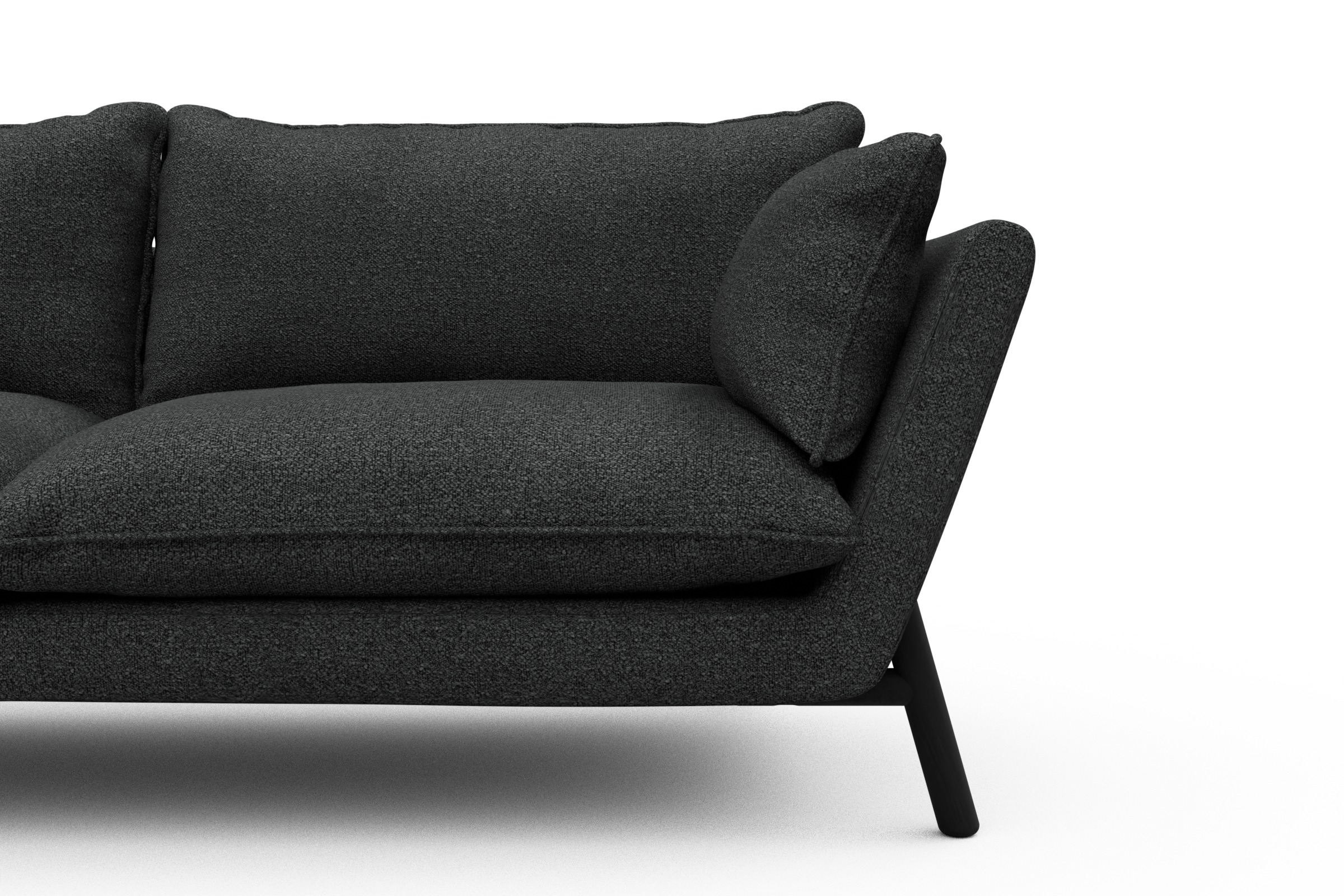 Sofa Emil PREMIUM 2-Sitzer Beinfarbe Eiche Schwarz Boucle-Charcoal