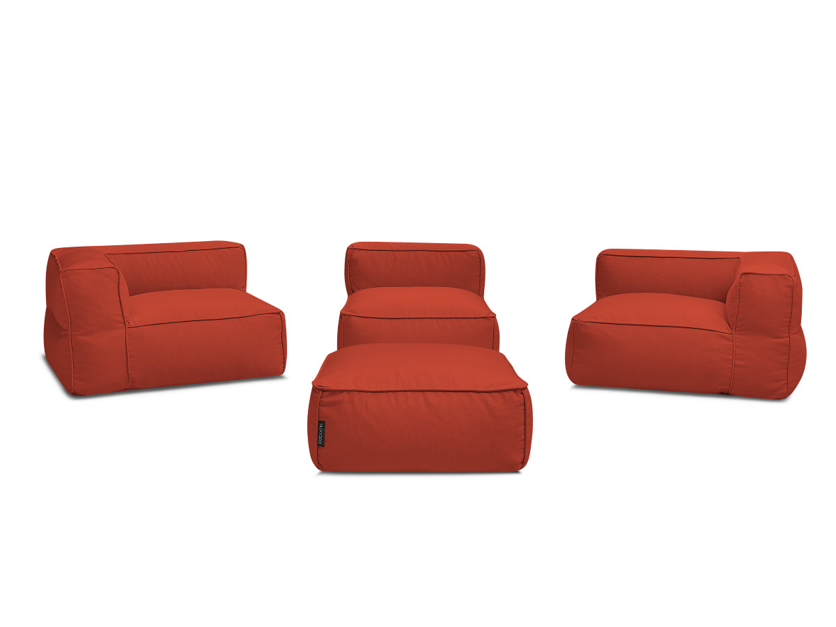 Bobochic Giulia Gartensofa 4-Sitzer mit Pouf, 2 Eckmodule Stoff Rot