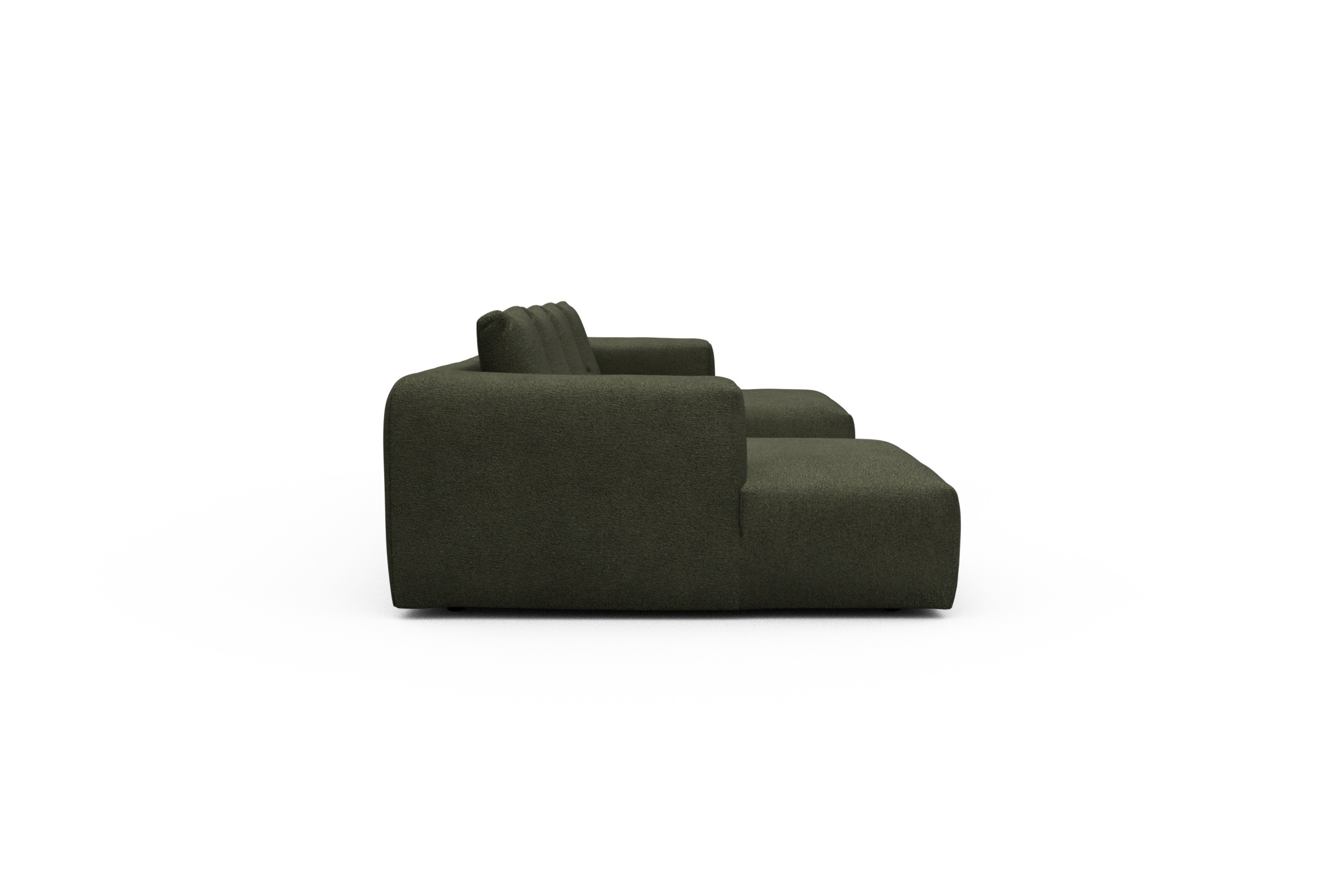 Wohnlandschaft Fred mit 2-Sitzer und Chaiselongue beidseitig Boucle-Forest-Green