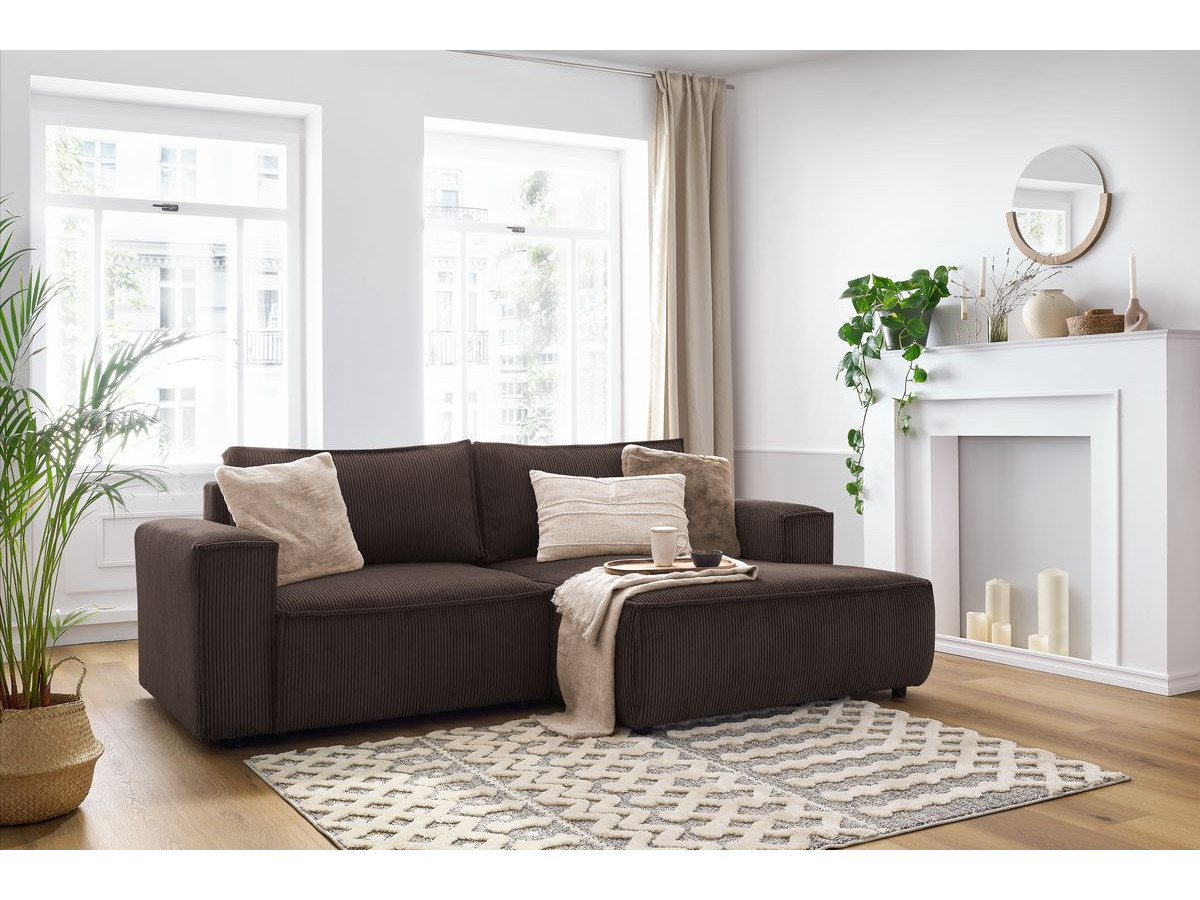Bobochic Nihad Ecksofa Cordsamt Braun Ecke rechts