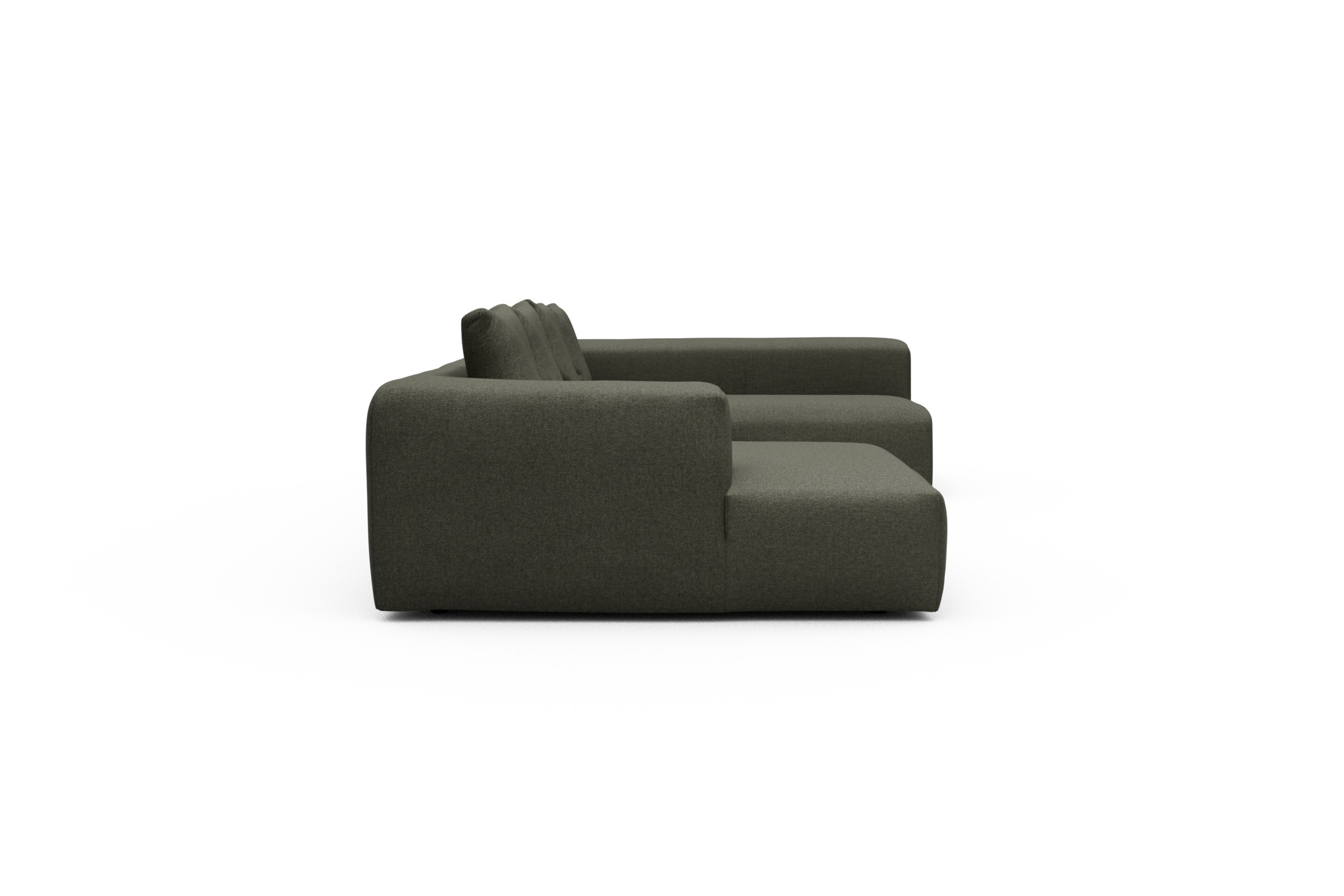 Wohnlandschaft Fred Chaiselongue links mit 2-Sitzer und lange Armlehne rechts Sama-Winter-Moss
