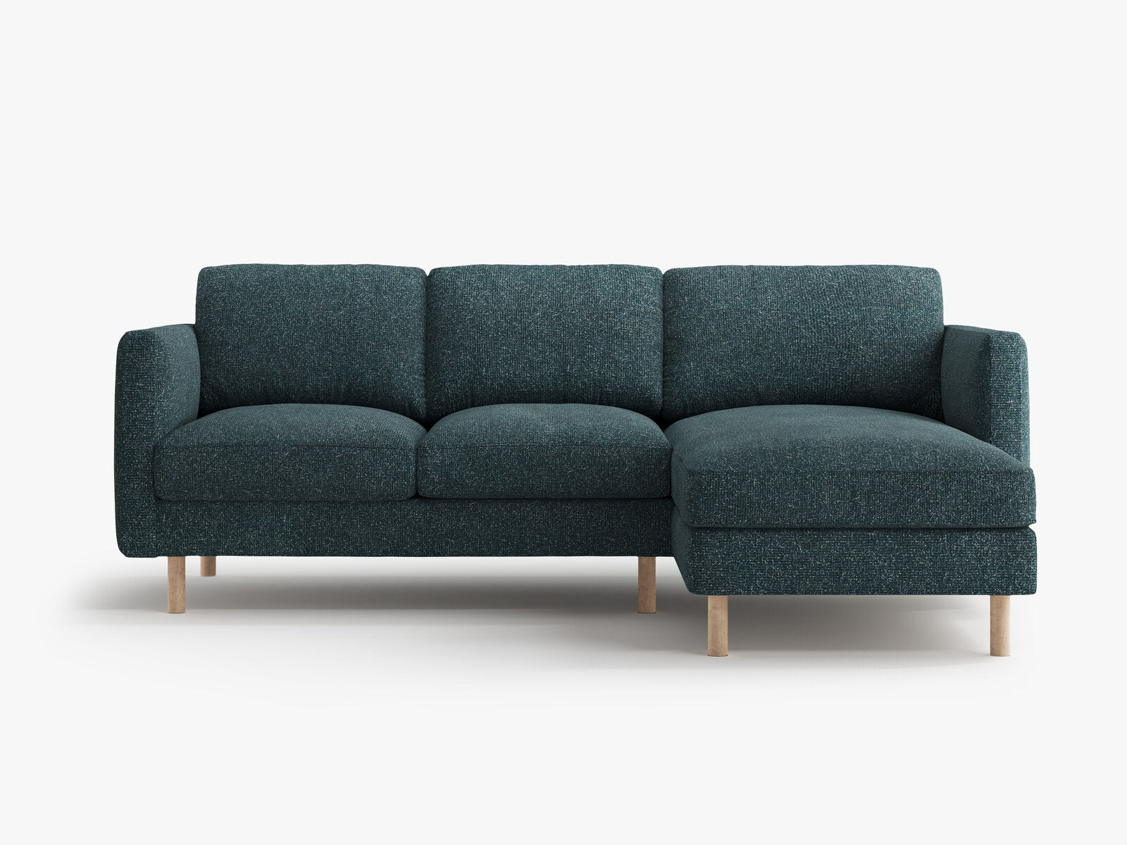 Micadoni Ecksofa Eden 3-Sitzer Rechts Strukturierter Stoff Grün Blau Melange