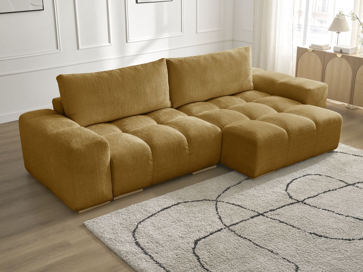 Bobochic Anakin Ecksofa, 2 Kissen Strukturstoff Gelb