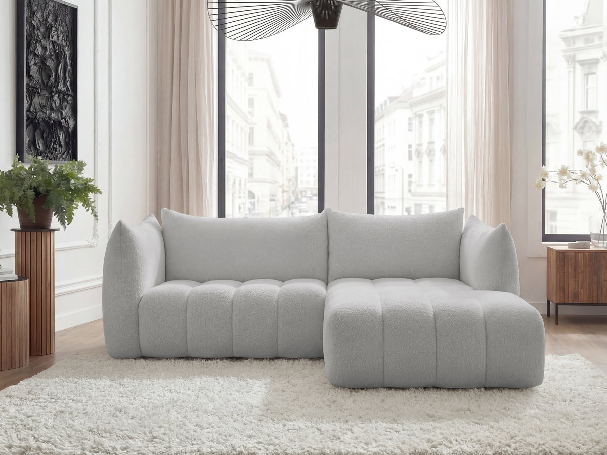 Bobochic Azra Ecksofa 262 × 178 cm Bouclé-Stoff Hellgrau Ecke rechts