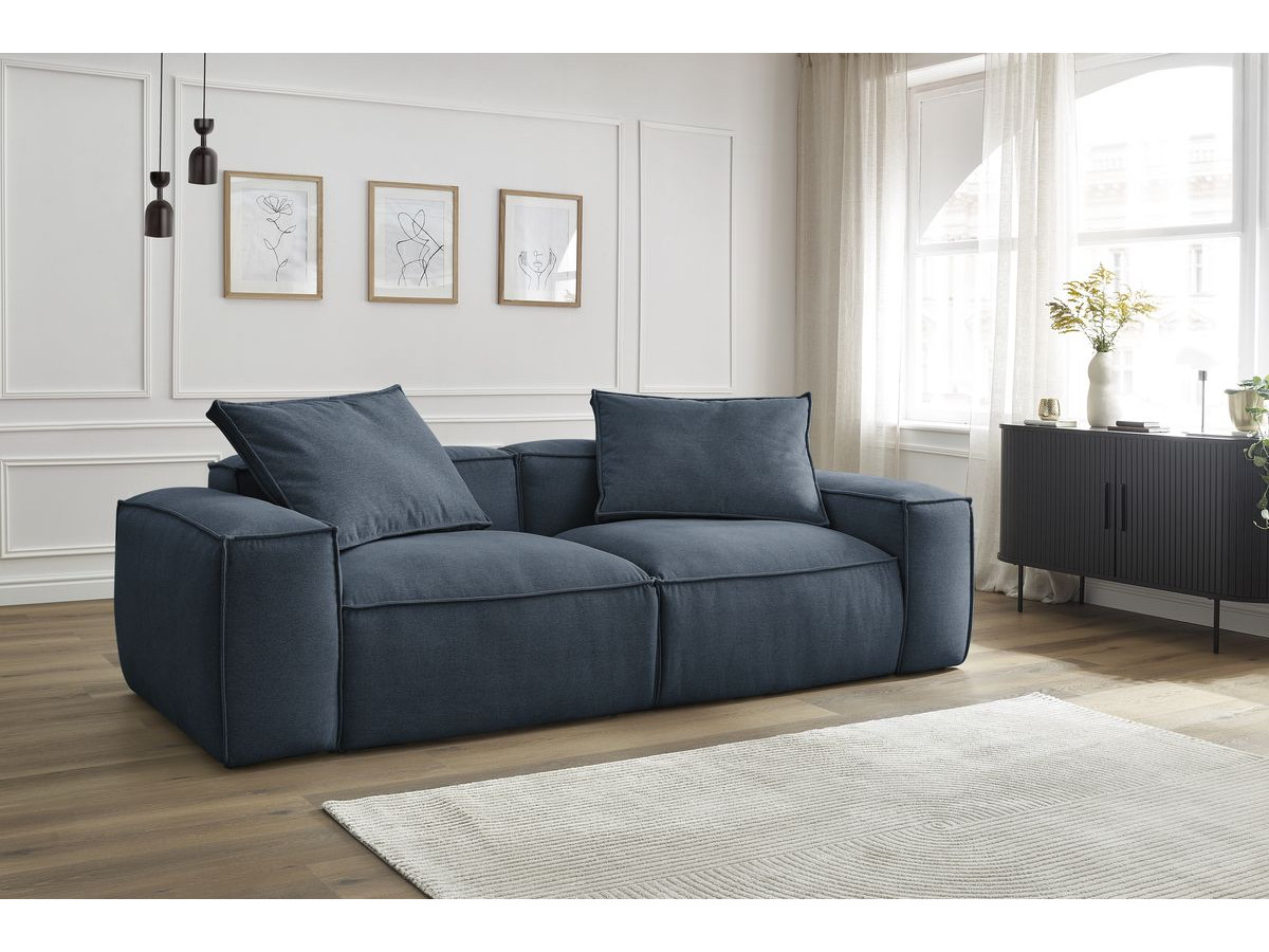 Bobochic Boheme Sofa 3-Sitzer Melange-Stoff Dunkelblau