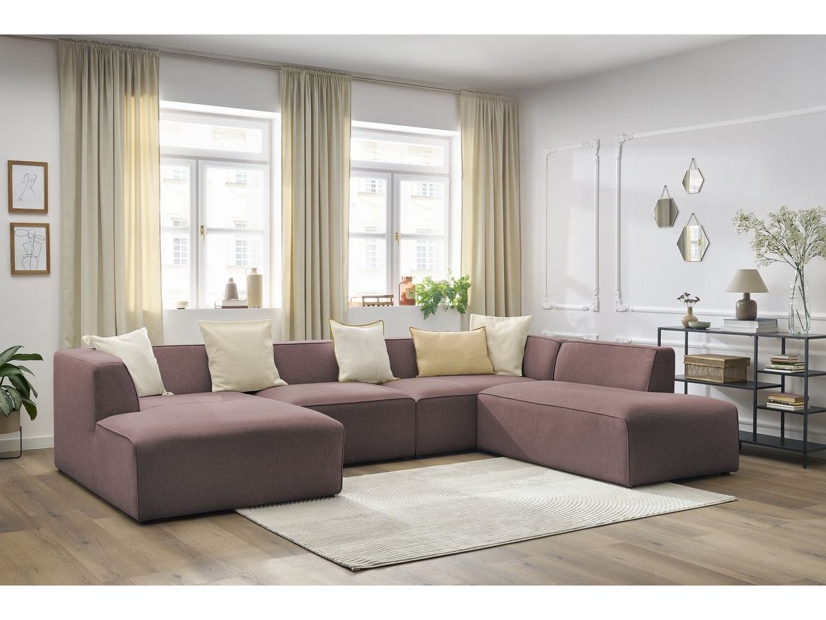 Bobochic Megeve Wohnlandschaft Melange-Stoff Rosa Ecke links