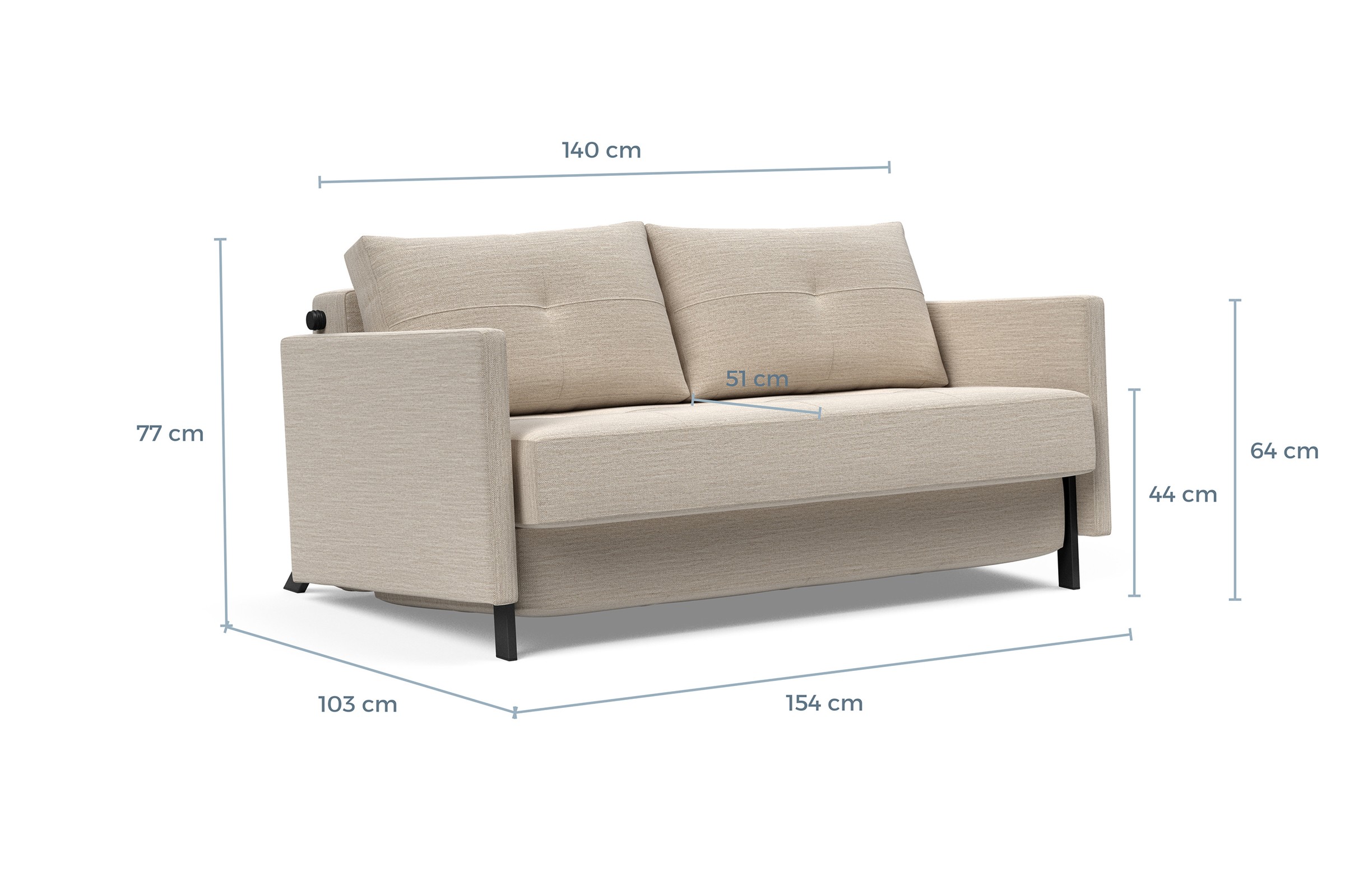 Schlafsofa Cubed mit Armlehnen