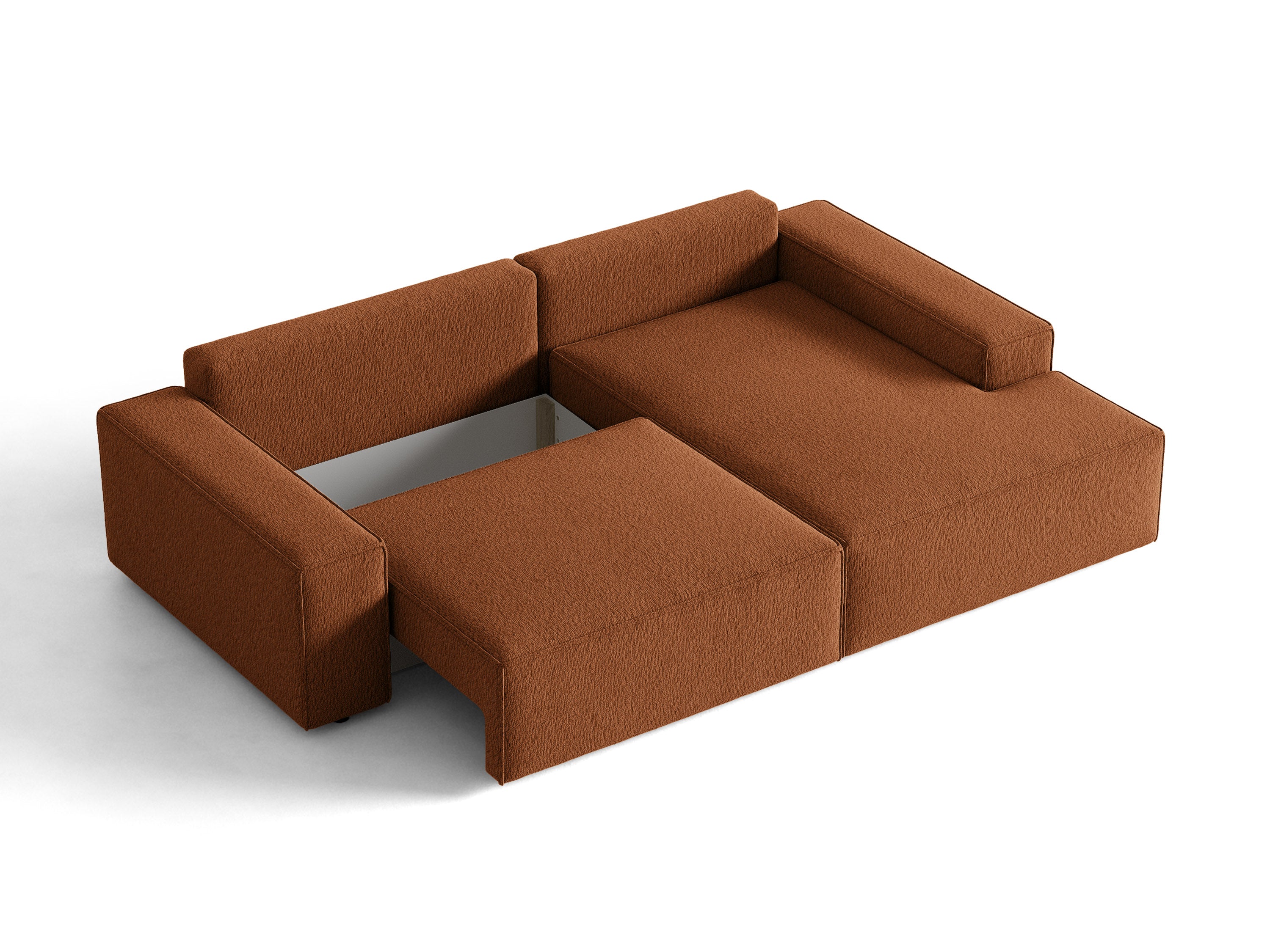 Micadoni Schlaf-Ecksofa Jodie 3-Sitzer Boucle Baloo Terrakotta Rechts