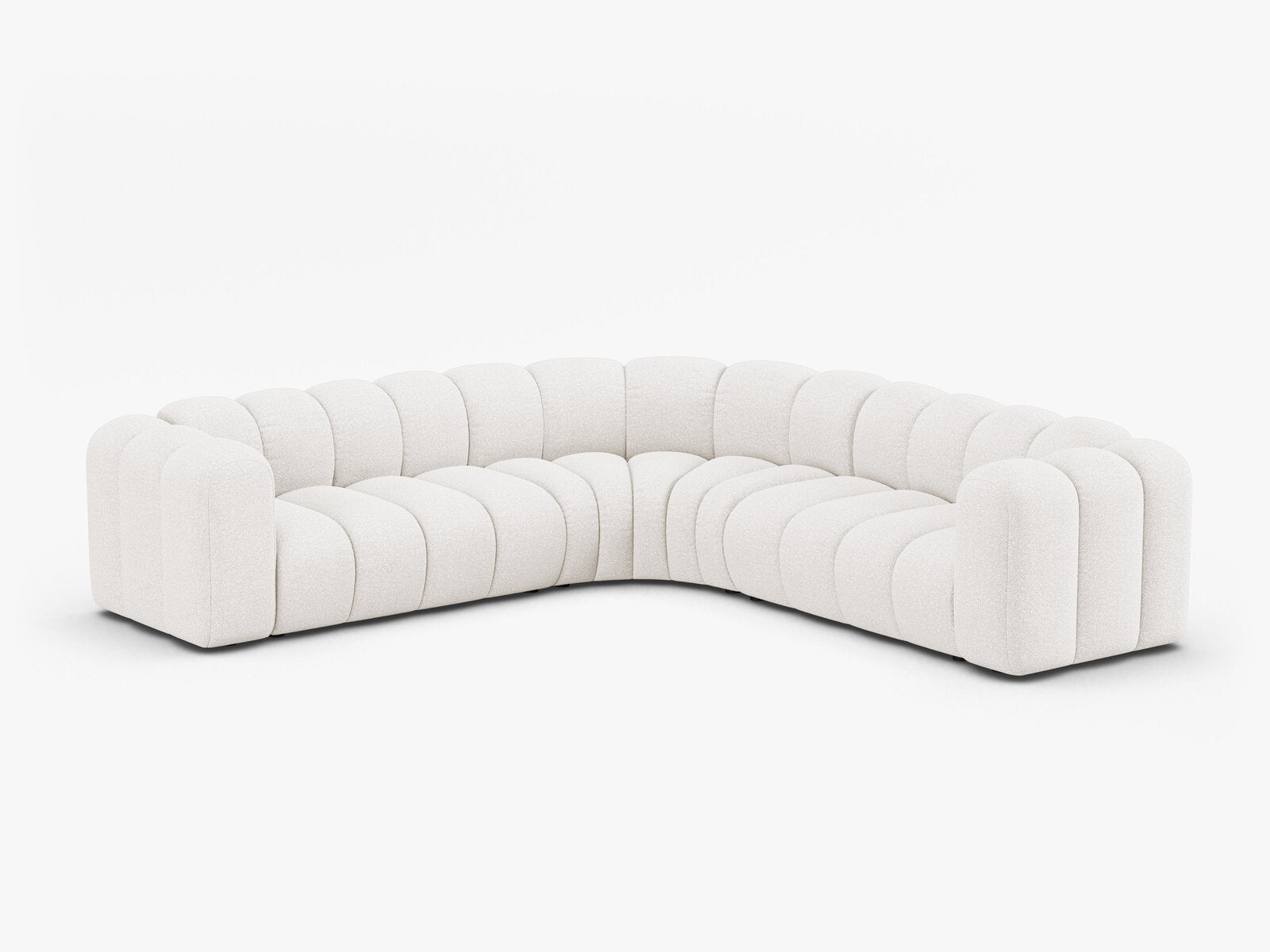 Micadoni symmetrisches Ecksofa Lupine 5-Sitzer mittelgroß Boucle Baloo Weiß
