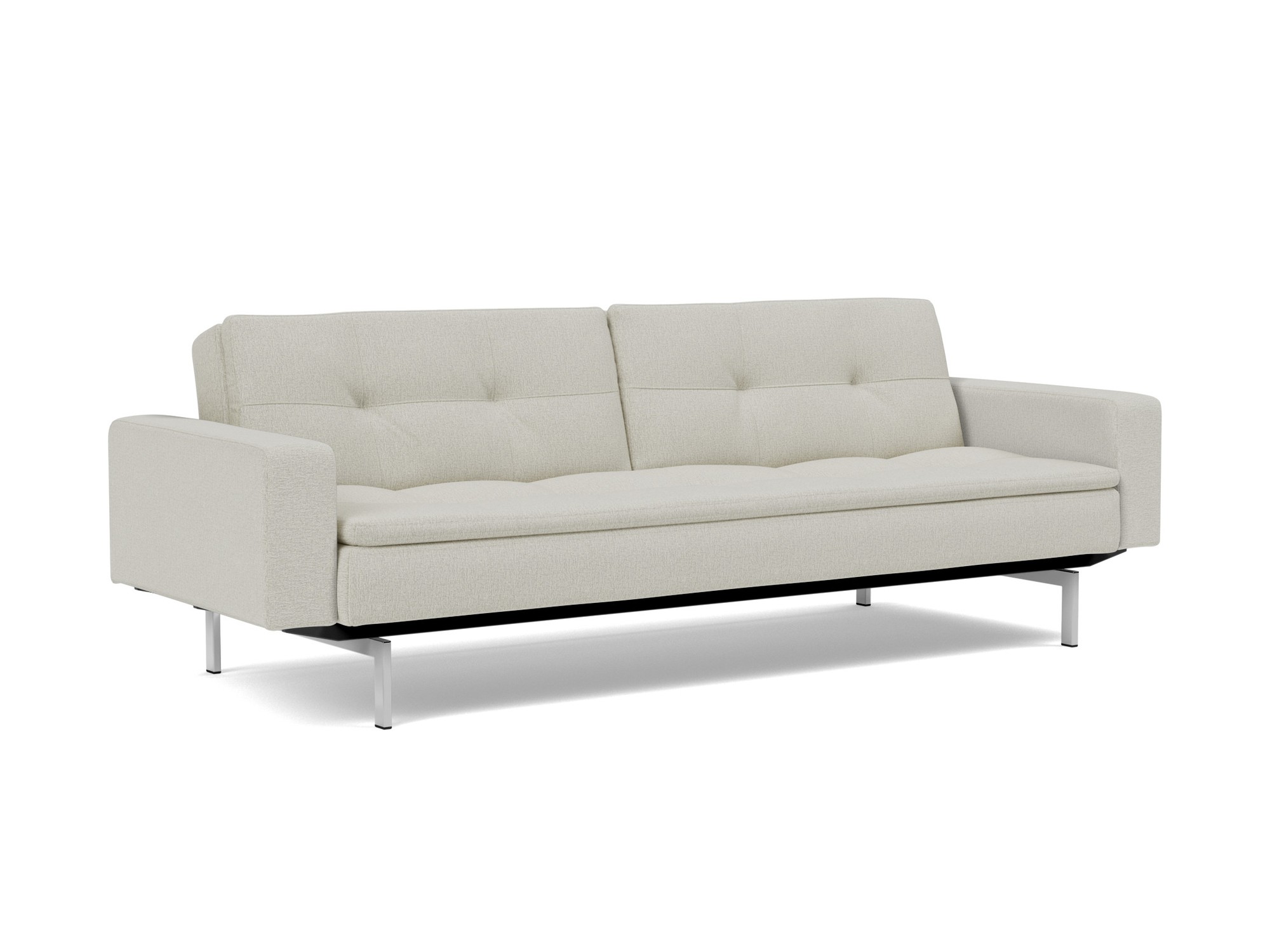 Schlafsofa Dublexo mit Armlehnen Flachgewebe Mixed Dance 527-Natural Beine Chrom