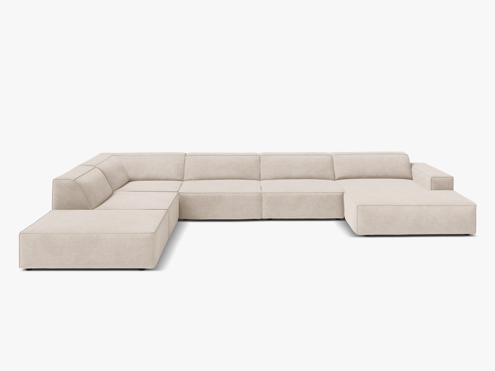 Micadoni Panorama-Ecksofa Jodie 7-Sitzer Strukturierter Stoff Liberty Beige Links