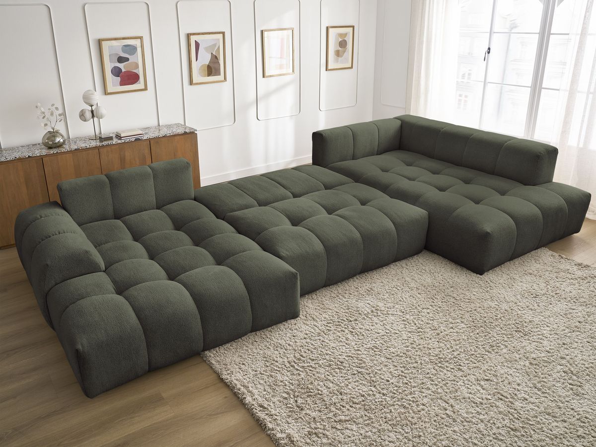 Bobochic Everest Wohnlandschaft, 6 Kissen Melange-Stoff Grün Ecke links