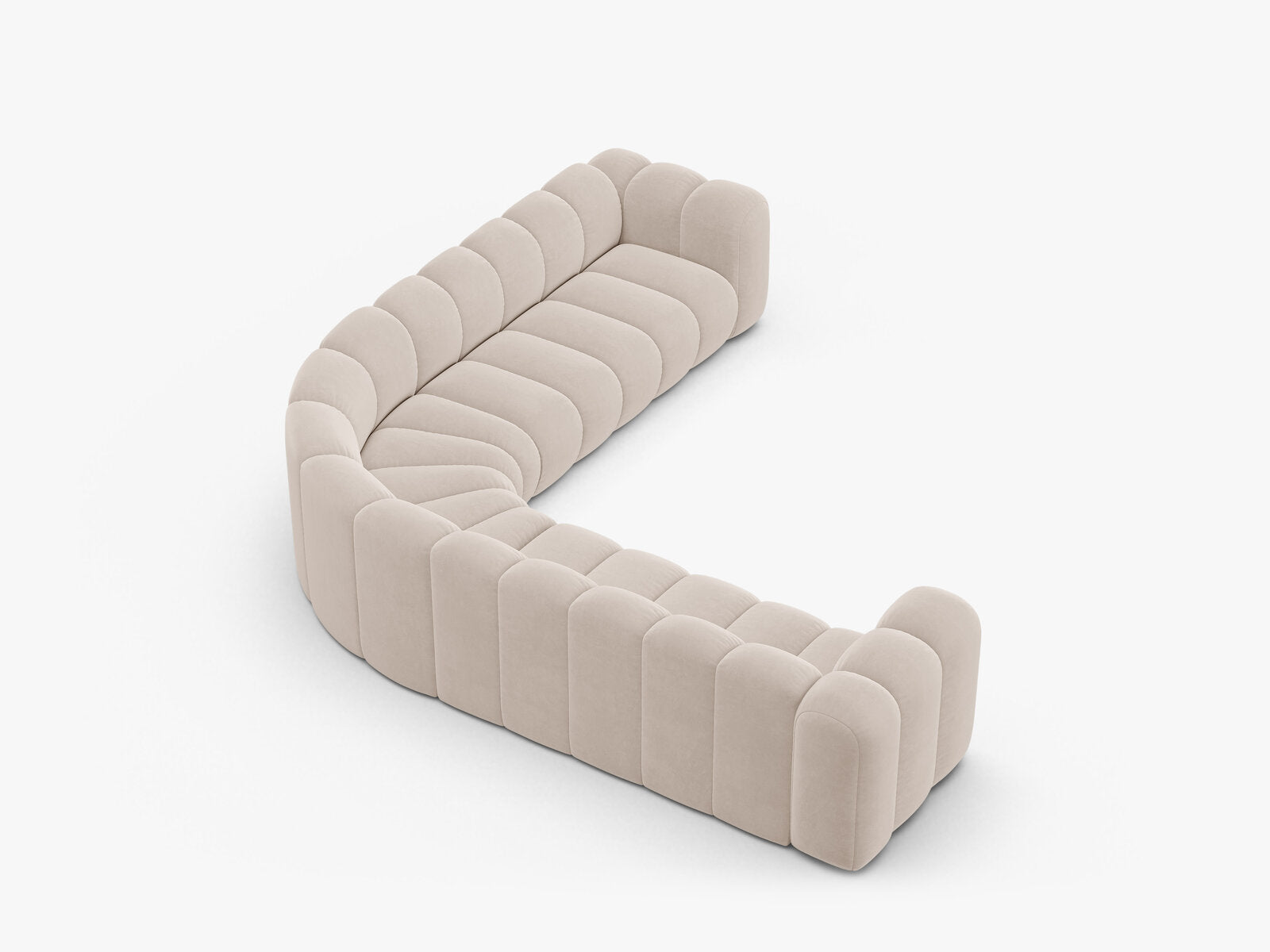 Micadoni symmetrisches Ecksofa Lupine 5-Sitzer  Samt Venus Helles Beige