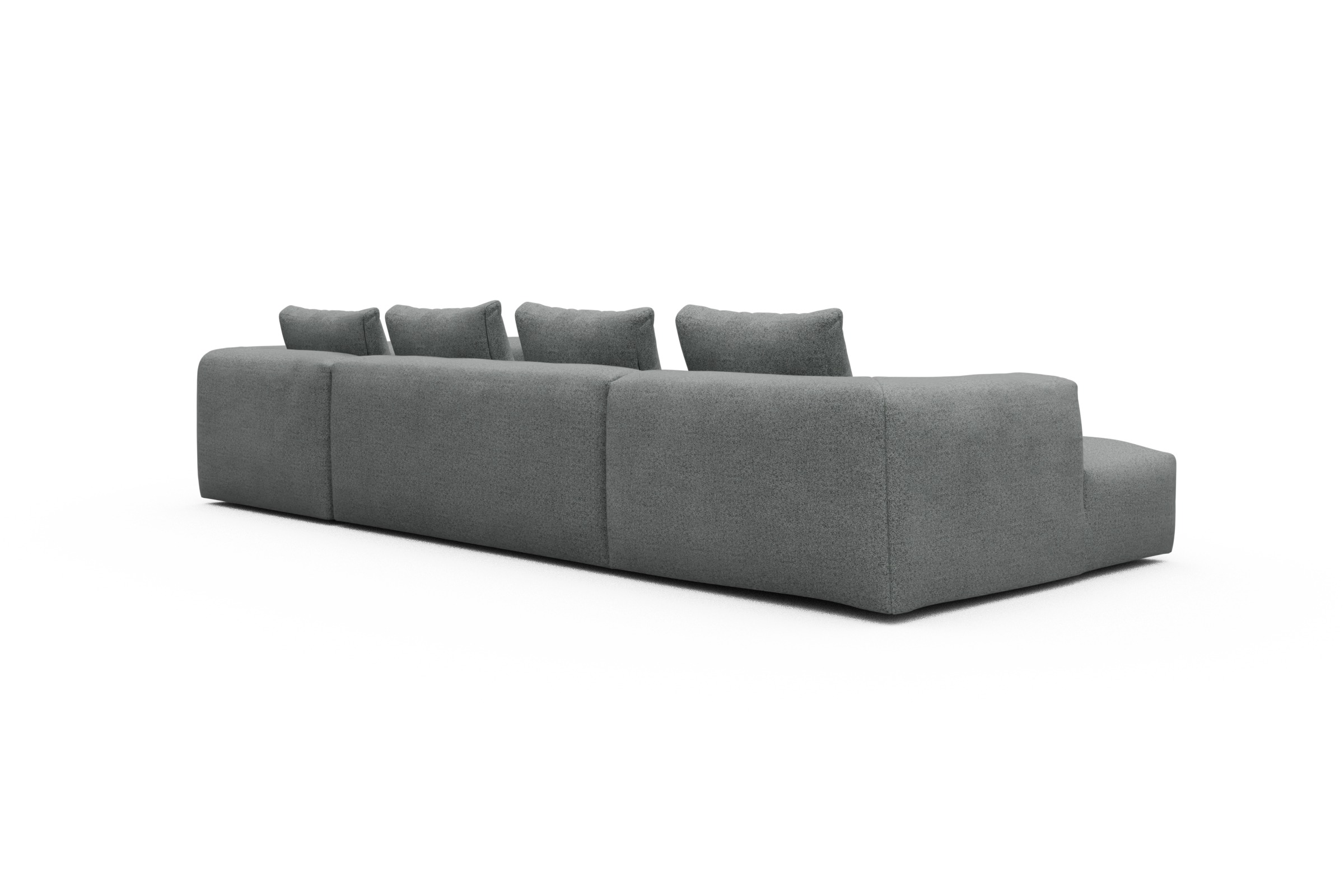Wohnlandschaft Fred Chaiselongue links mit 2-Sitzer und lange Armlehne rechts Aivi-Gravet-Grey