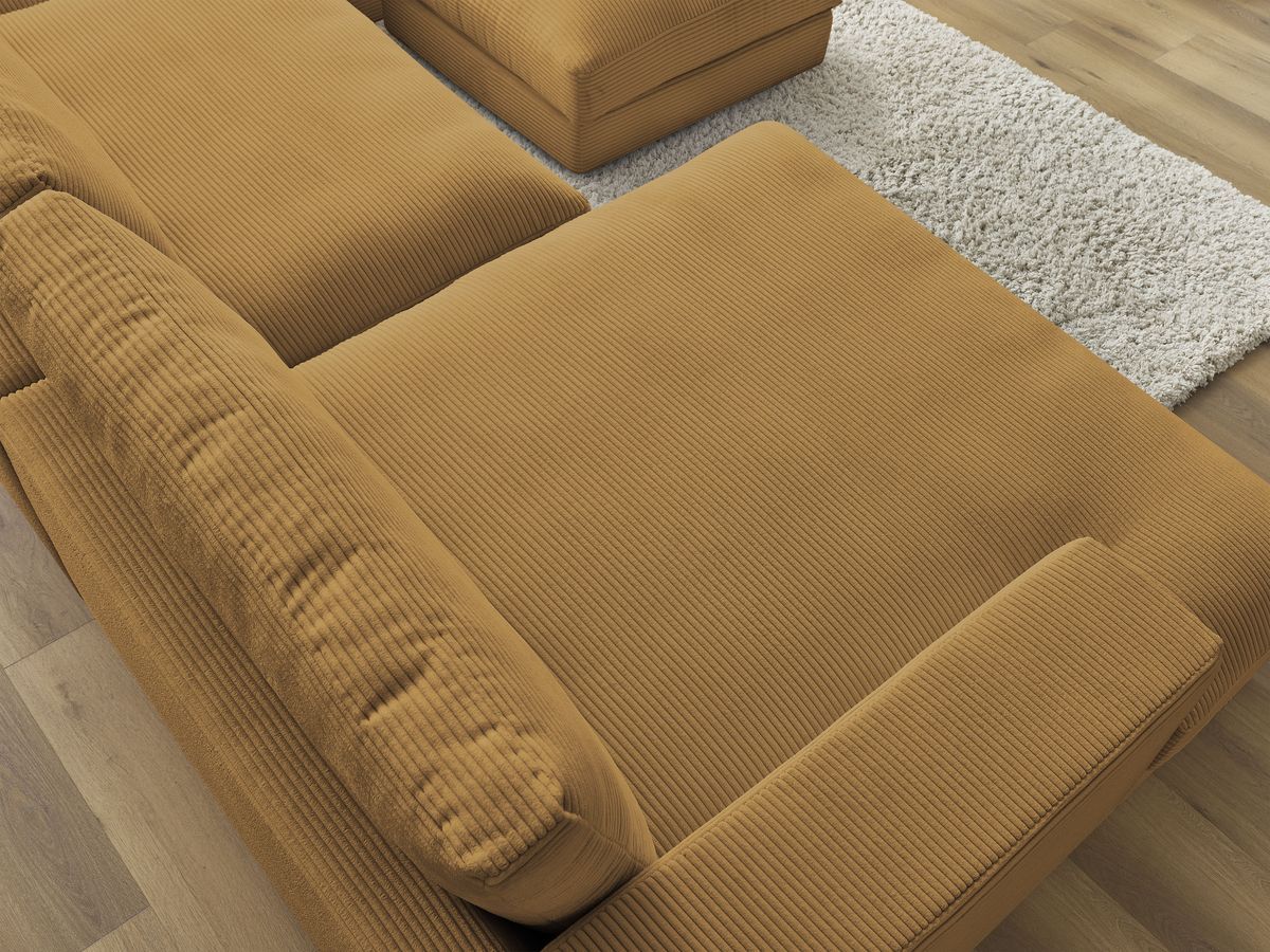Bobochic Leonard Wohnlandschaft mit Pouf 404 × 159 cm Cordsamt Gelb