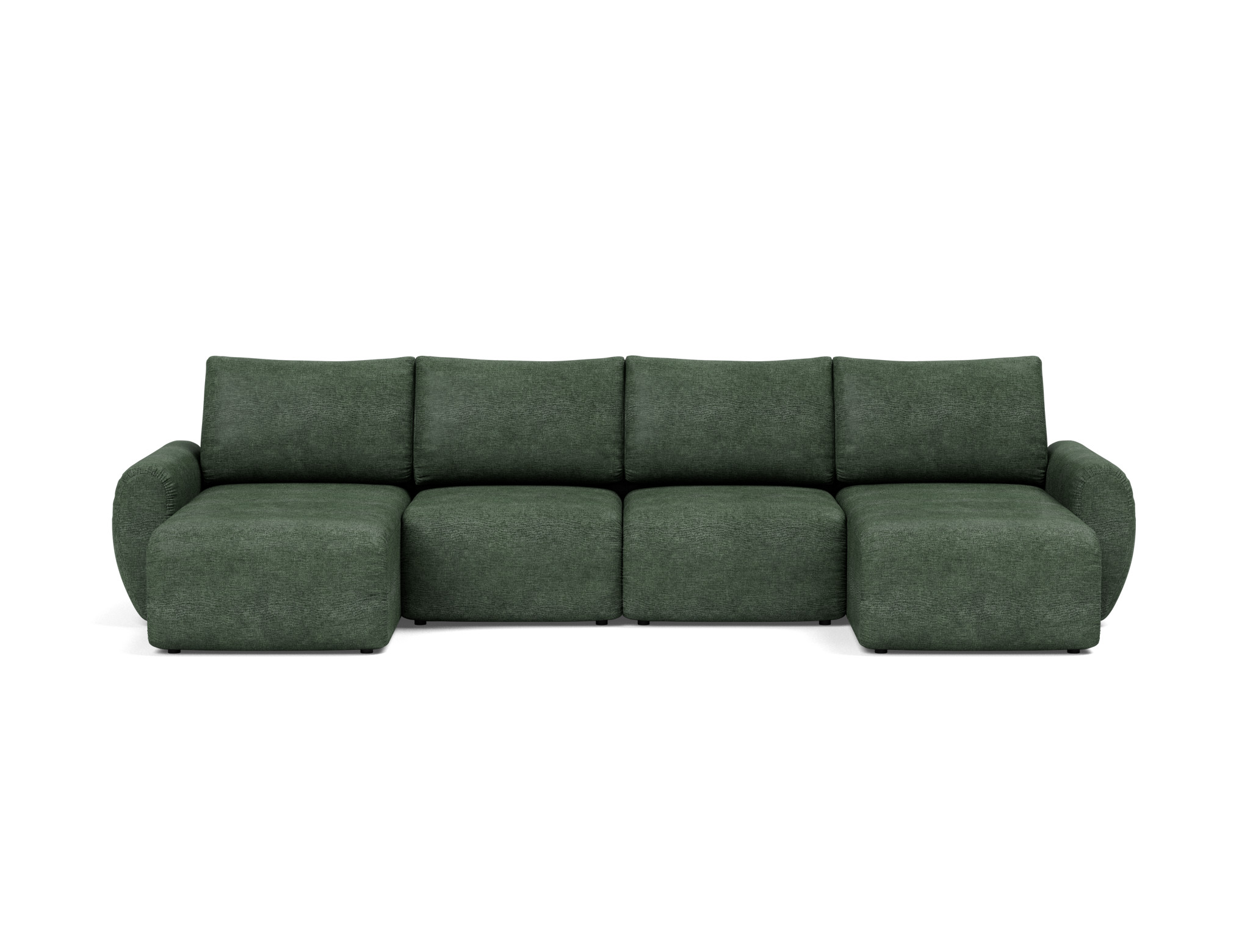Schlafsofa Norum U-Form mit Curve-Armlehnen Flachgewebe Avella 281-Pine-Green