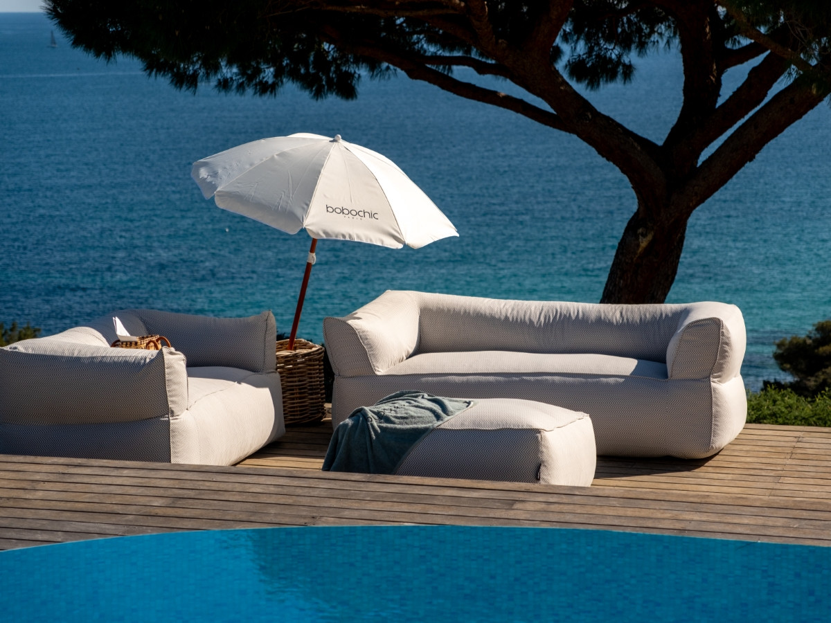 Bobochic Nour Gartensofa 3-Sitzer Stoff Schwarz