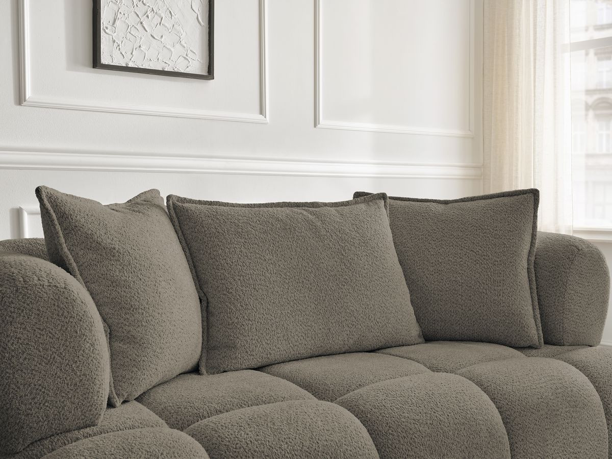 Bobochic Alya Sofa 2-Sitzer mit Pouf Bouclé-Stoff Taupe