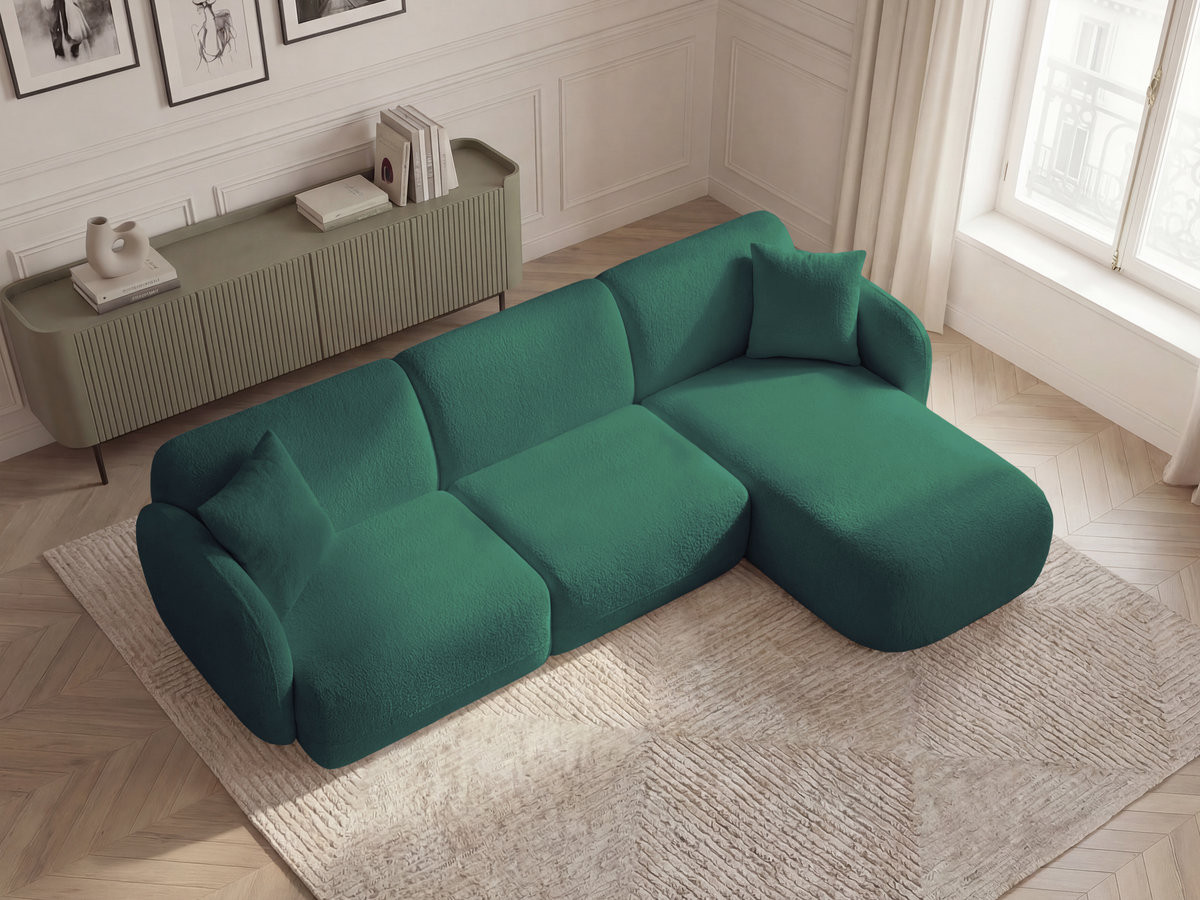 Bobochic Anda Ecksofa 292 × 163 cm Chenille Dunkelgrün Ecke rechts