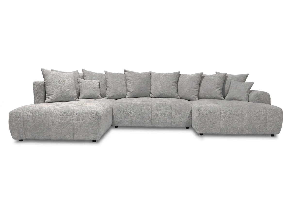 Bobochic Roxelane Wohnlandschaft Bouclé-Stoff Hellgrau Ecke links