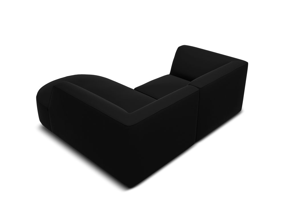 Cosmopolitan Design Ecksofa Siena 3-Sitzer abgerundet Samt Salvador Schwarz Rechts