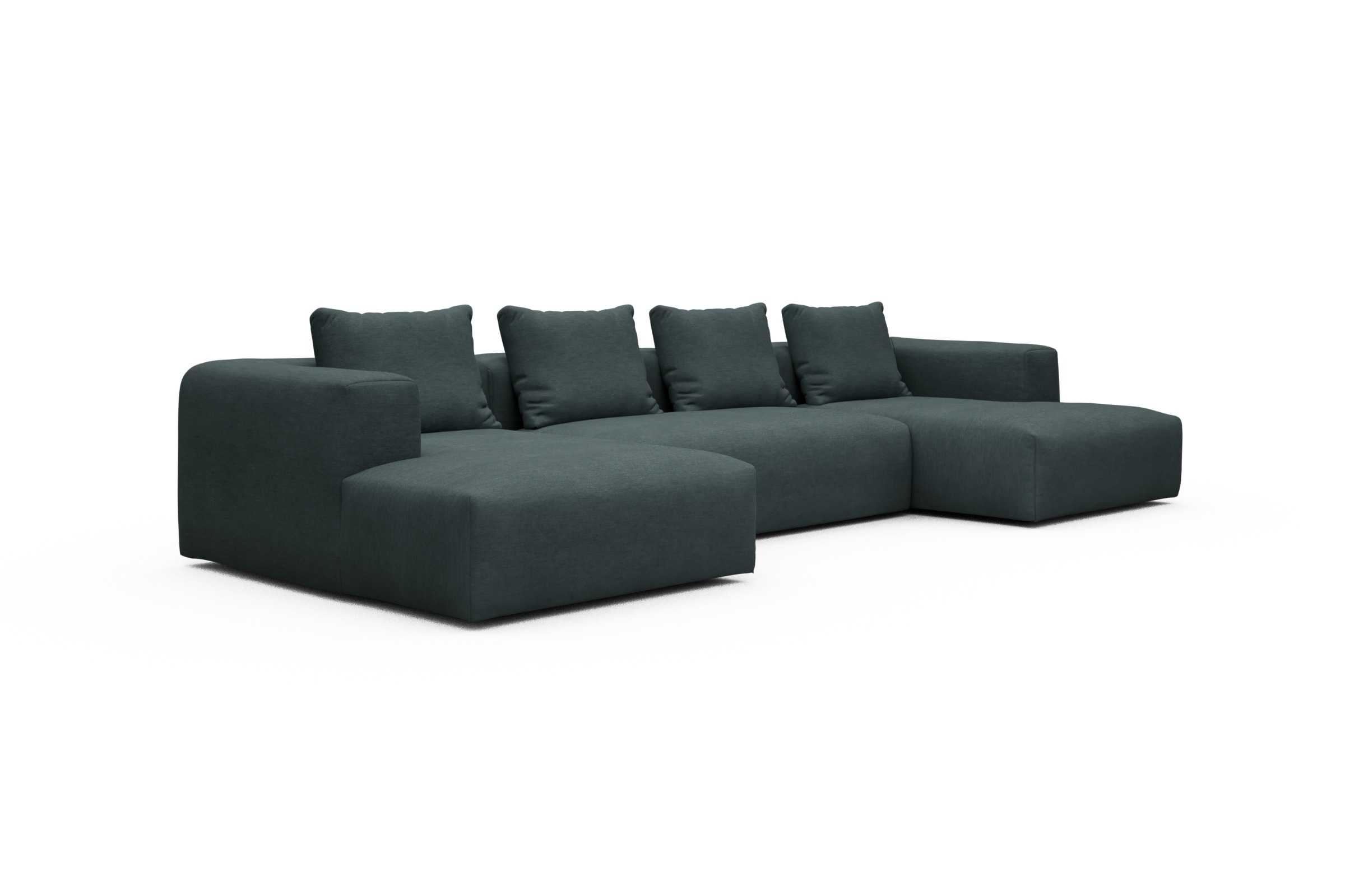 Wohnlandschaft Fred mit 2-Sitzer und Chaiselongue beidseitig Vivus-Blue