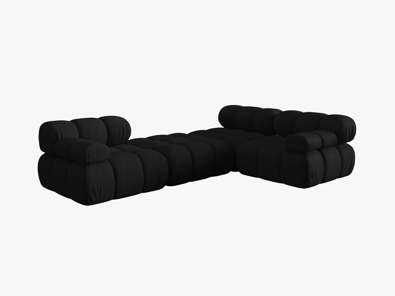 Micadoni Modulares Sofa Bellis 4-Sitzer mit flachem Modul 3D-Stoff Sonic Schwarz